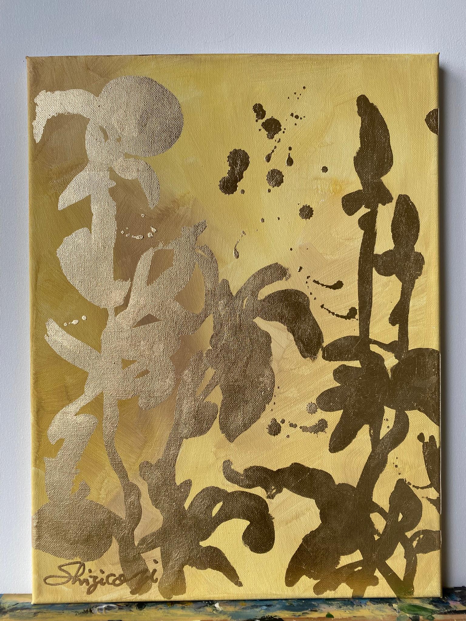 Set originale di 6 Ricordi di paesaggio-Foglia d'oro con olio-Artista britannico premiato in vendita 12