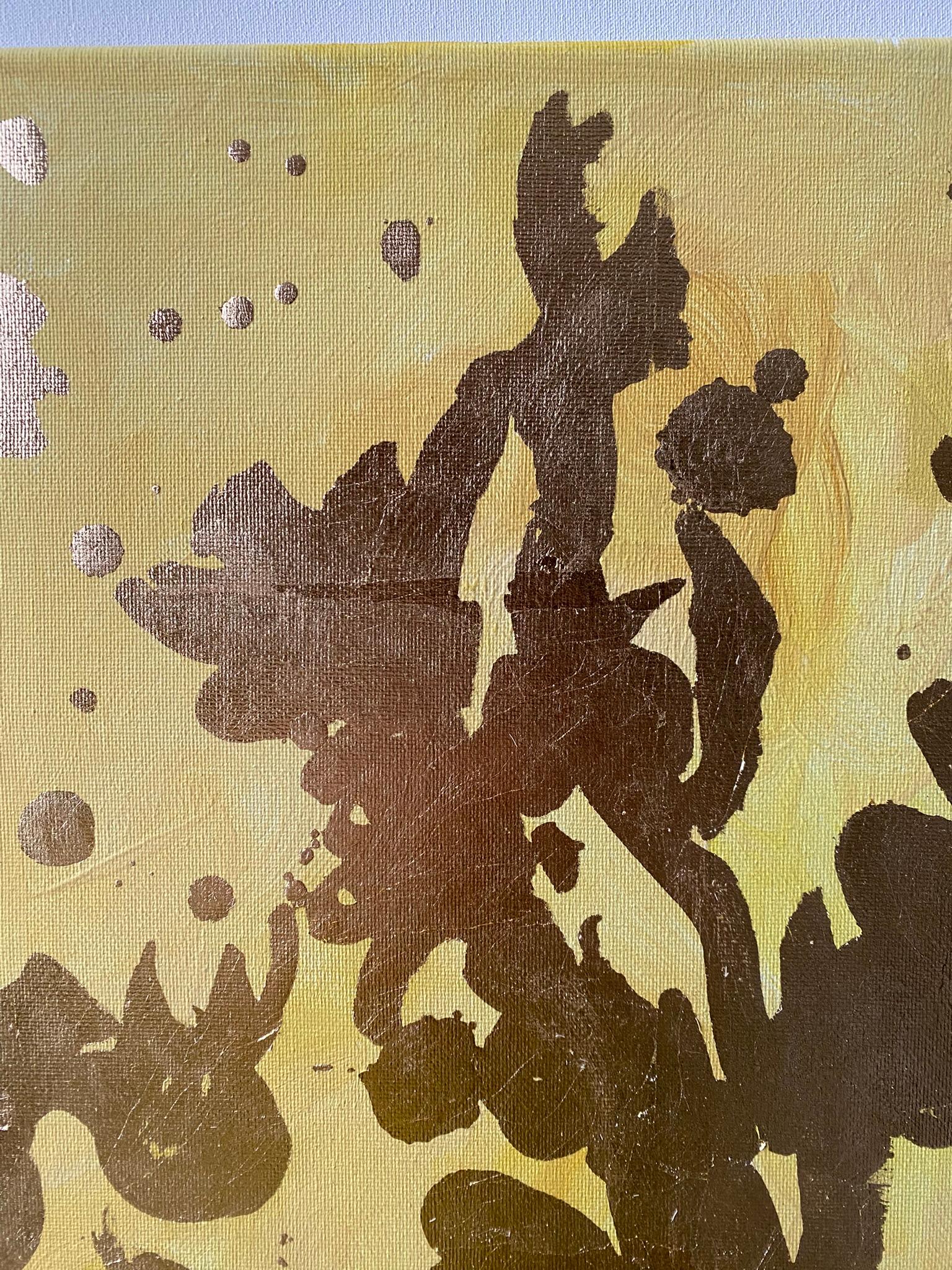 Set originale di 6 Ricordi di paesaggio-Foglia d'oro con olio-Artista britannico premiato in vendita 13
