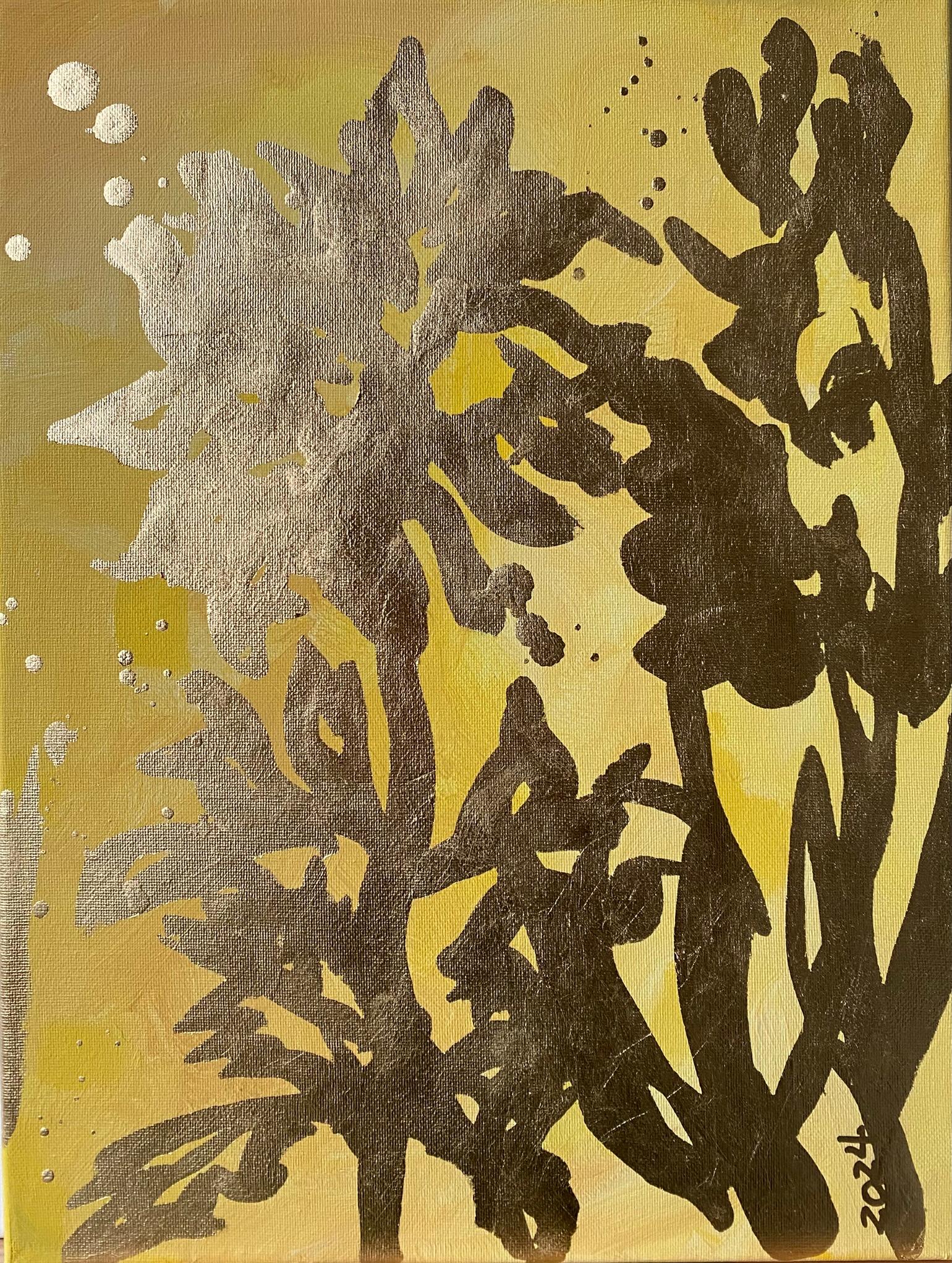 Set originale di 6 Ricordi di paesaggio-Foglia d'oro con olio-Artista britannico premiato in vendita 14