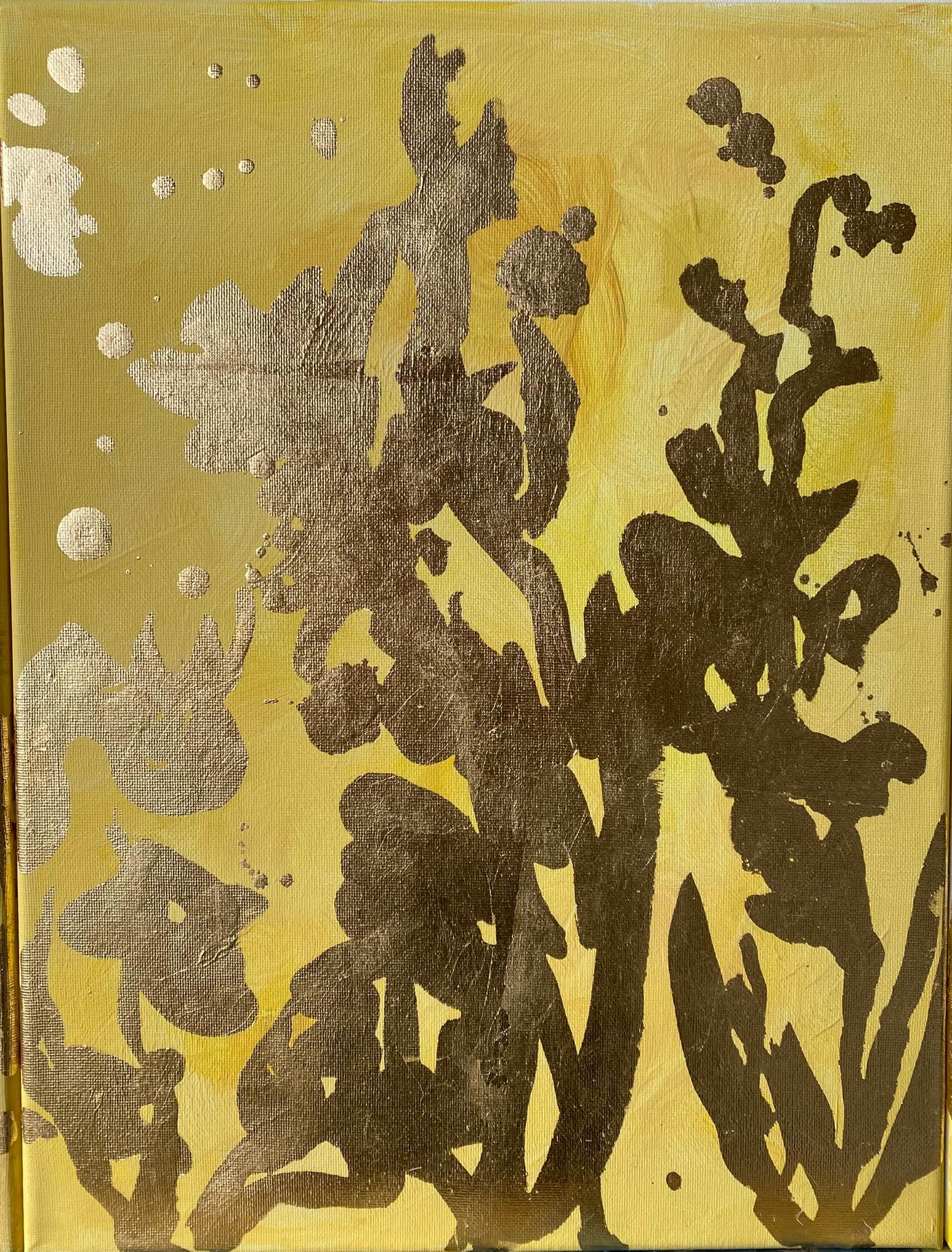 Set originale di 6 Ricordi di paesaggio-Foglia d'oro con olio-Artista britannico premiato in vendita 2