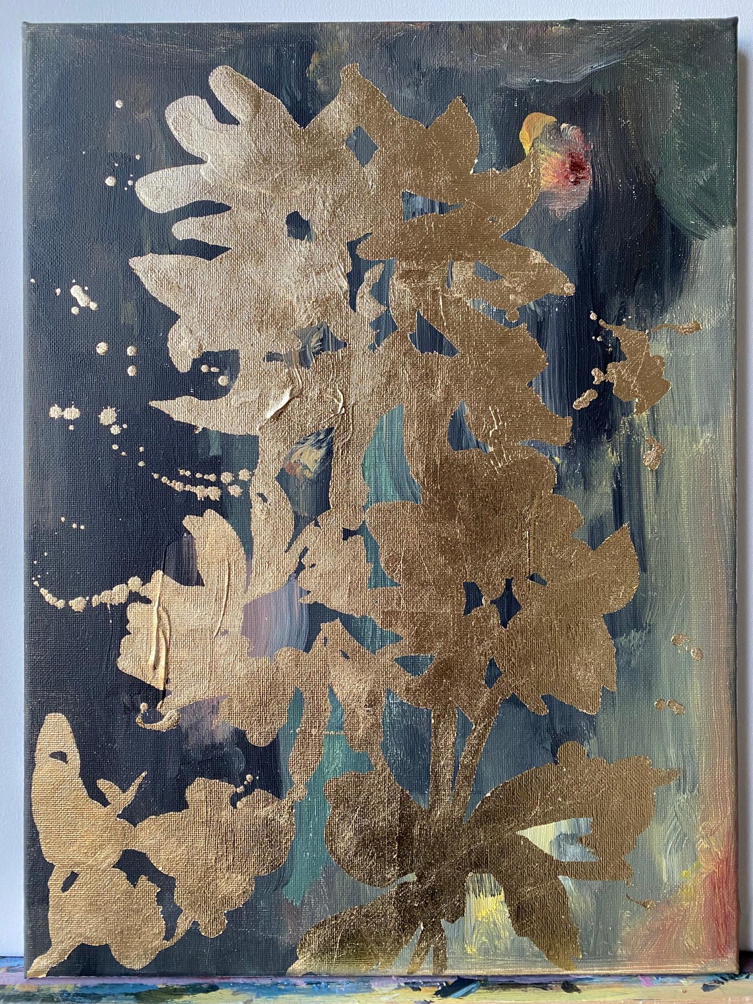 Set originale di 6 Ricordi di paesaggio-Foglia d'oro con olio-Artista britannico premiato in vendita 4