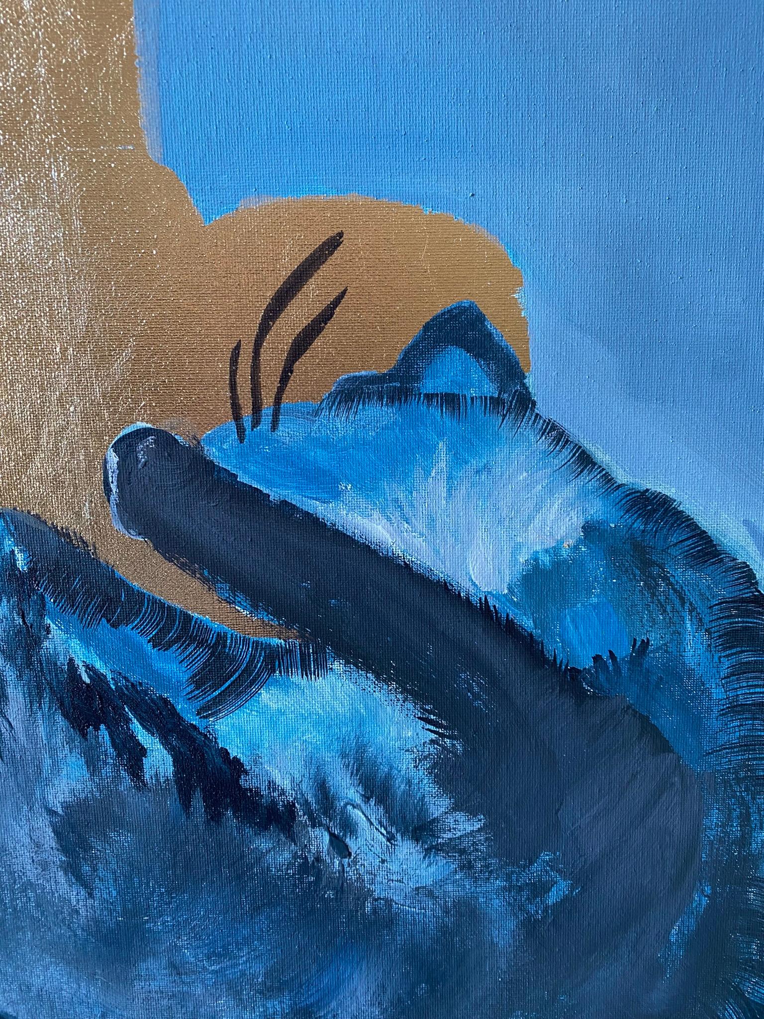 Conjunto original Serie azul primaria-Gato de verano-Mariposa blanca-Artista británico premiado en venta 13