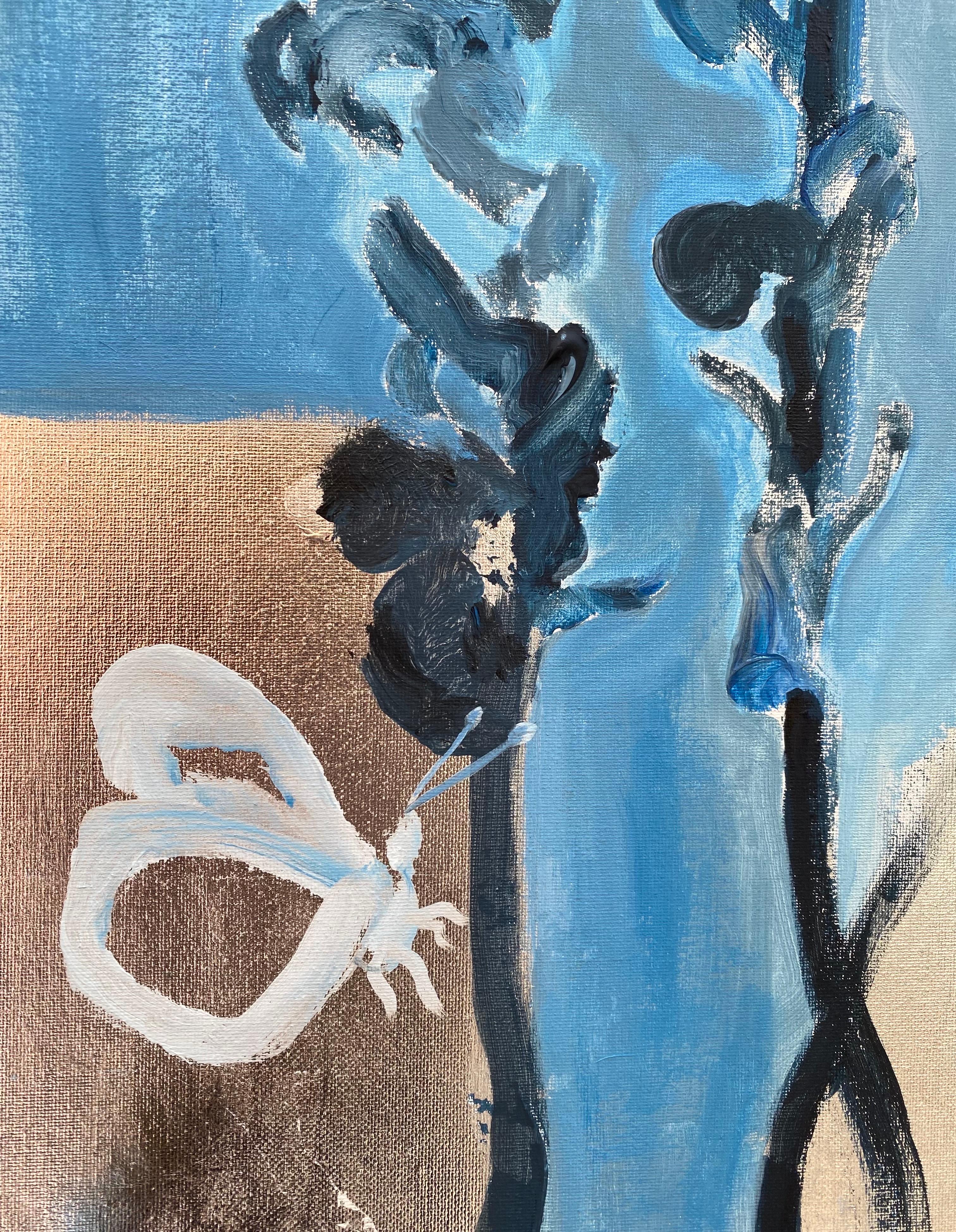 Conjunto original Serie azul primaria-Gato de verano-Mariposa blanca-Artista británico premiado en venta 9