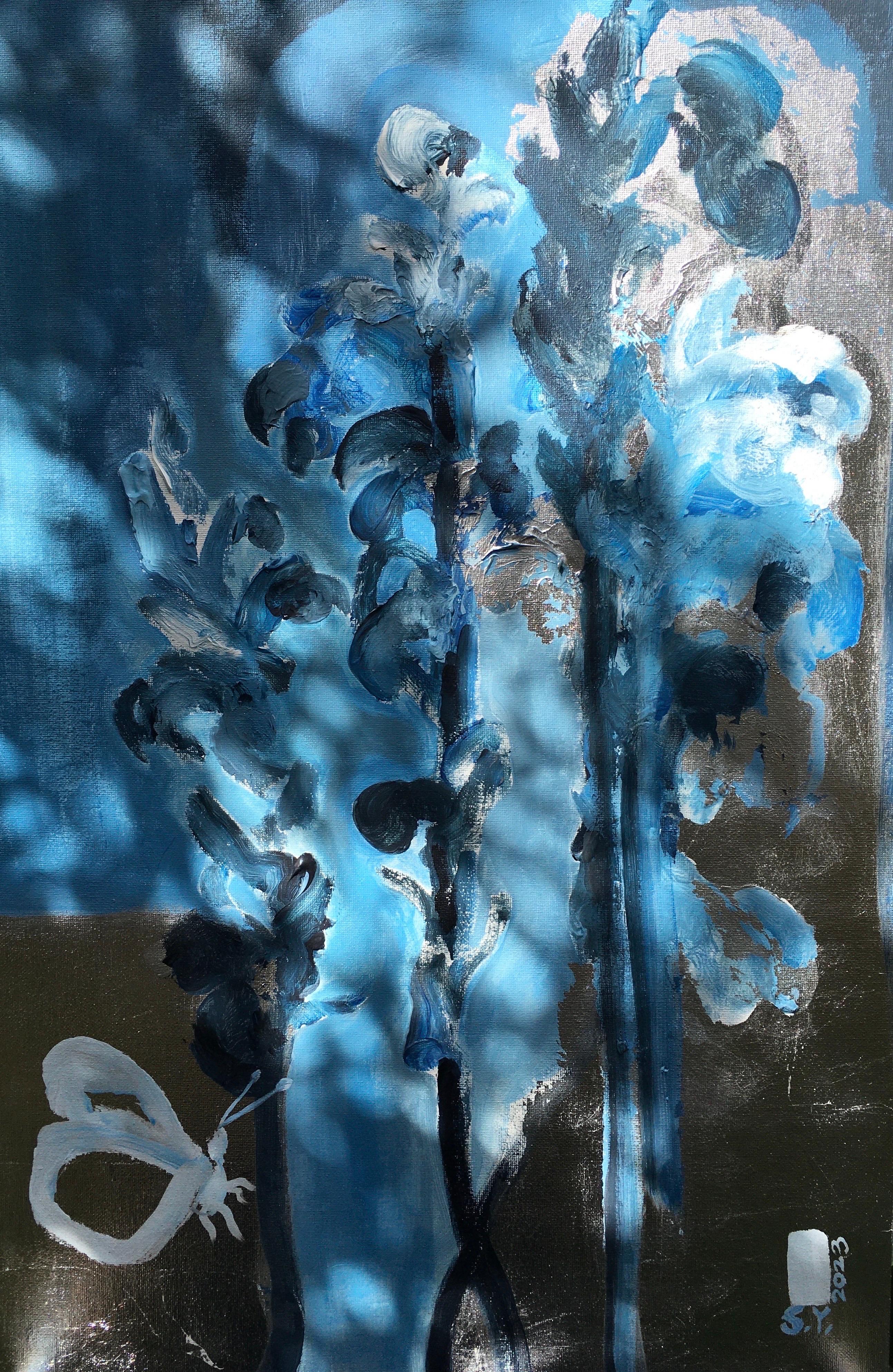 Conjunto original Serie azul primaria-Gato de verano-Mariposa blanca-Artista británico premiado en venta 10