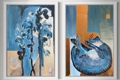 Conjunto original Serie azul primaria-Gato de verano-Mariposa blanca-Artista británico premiado