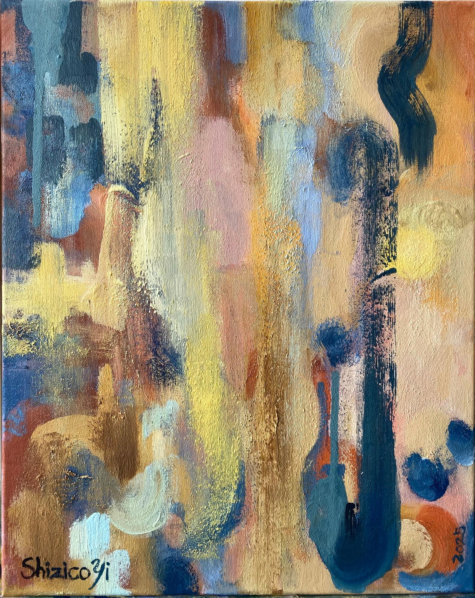 Original Spring Triptych-British Awarded Artist-Abstract British Contemporary - Painting by Shizico Yi