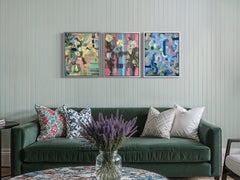 Tríptico primaveral original-Artista británico premiado-Abstracto británico contemporáneo