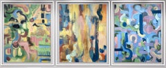 Original Spring Triptych-British Awarded Artist-Abstract British Contemporary