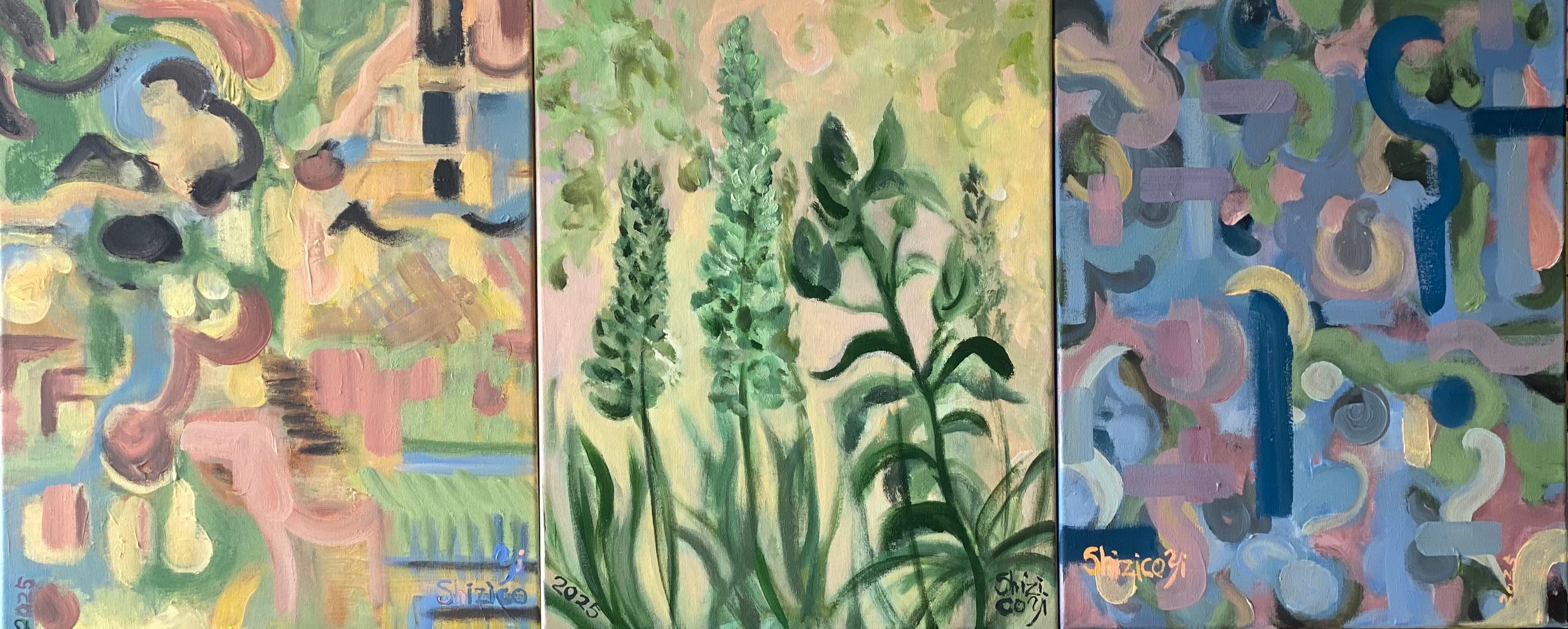 Original Spring Triptych - Artiste britannique primé - Abstrait - Contemporain britannique