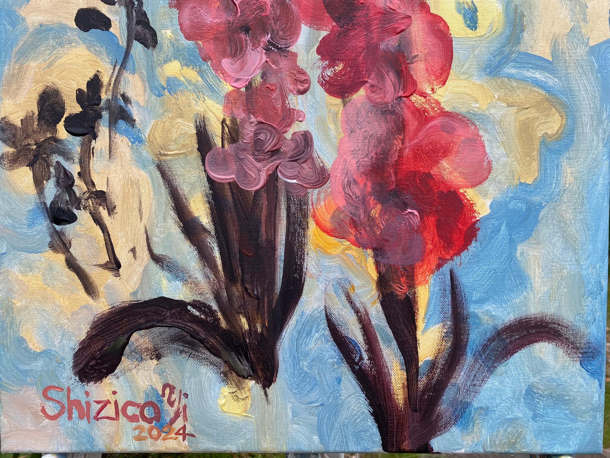 Original-Summer Bloom-Gladiolus Glow -UK Awarded Artist-Exhibition Collection 11