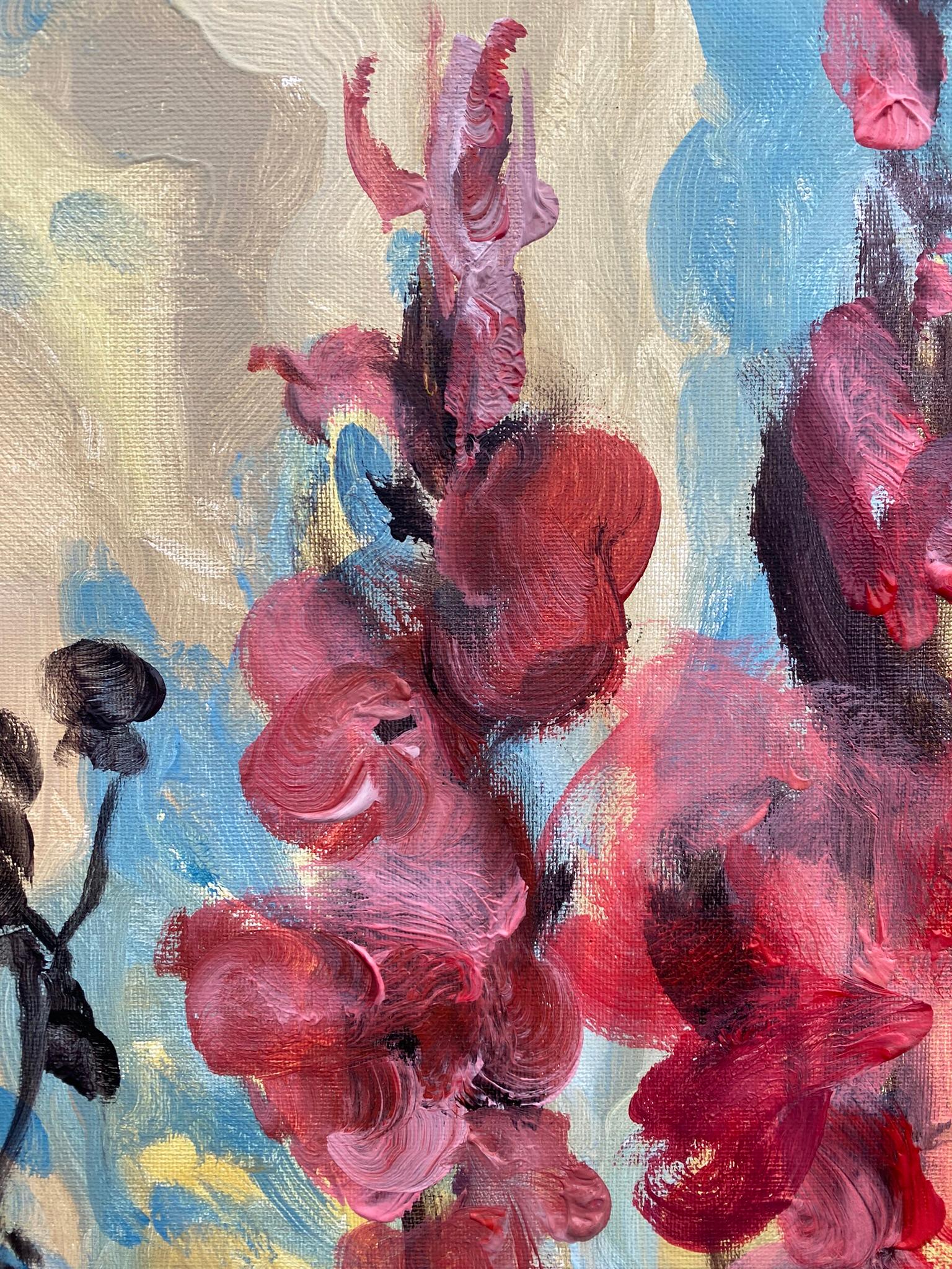 Original-Summer Bloom-Gladiolus Glow -UK Awarded Artist-Exhibition Collection - Abstract Painting Gris de Shizico Yi