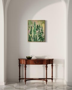 Original-Summer Green-British Awarded Artist-Foxgloves and Lilies-en plein air