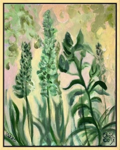 Original-Sommergrün-en plein air-British Awarded Artist-Fuchsschwänze und Lilien