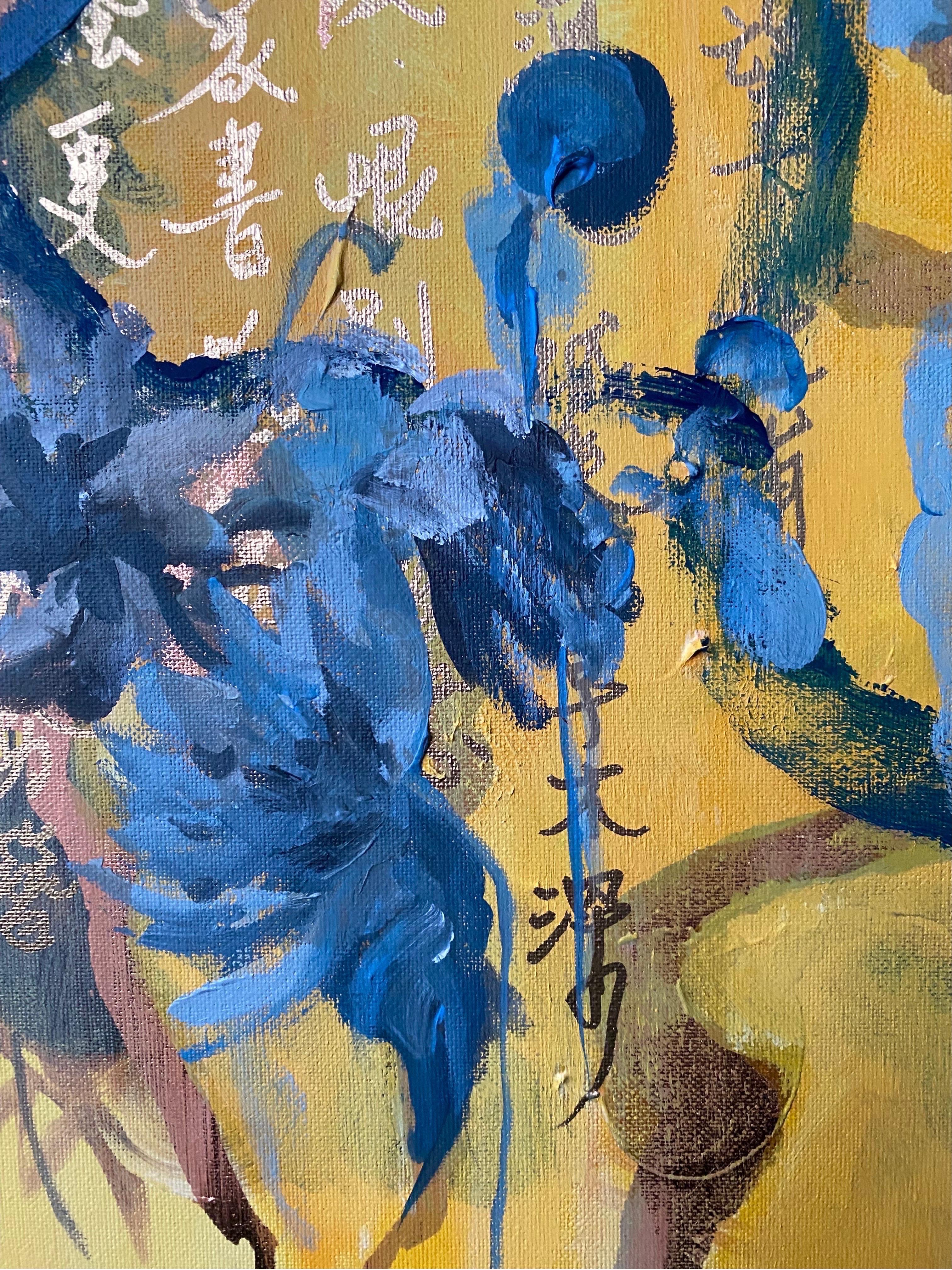 Originale-Preghiera al sole-Primavera in autunno-espressione-foglia d'oro-Artista premiato nel Regno Unito 15