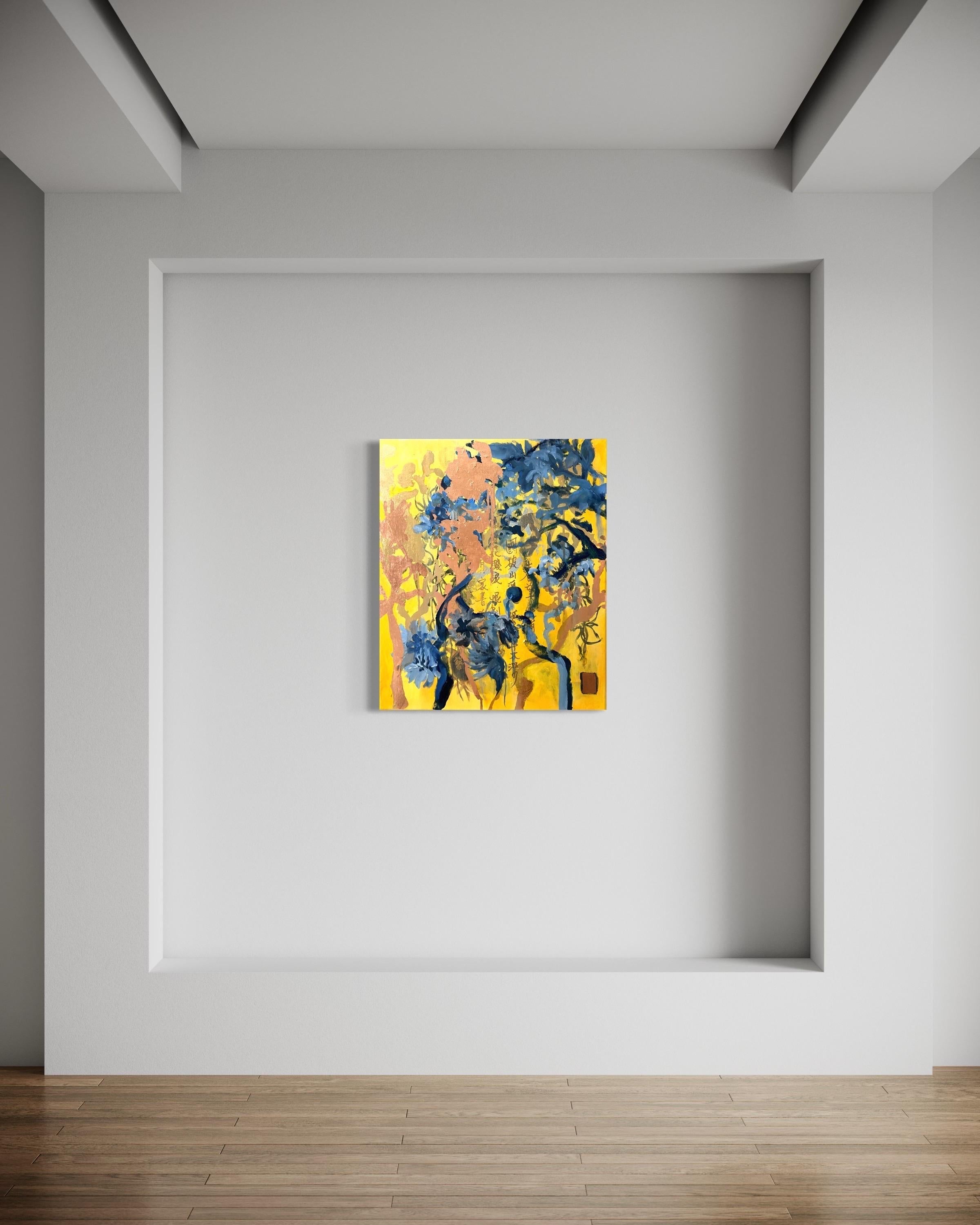 Original-Sunlit-prayer-Spring in Autumn-expression-goldblatt-UK Awarded Artist (Abstrakter Expressionismus), Painting, von Shizico Yi