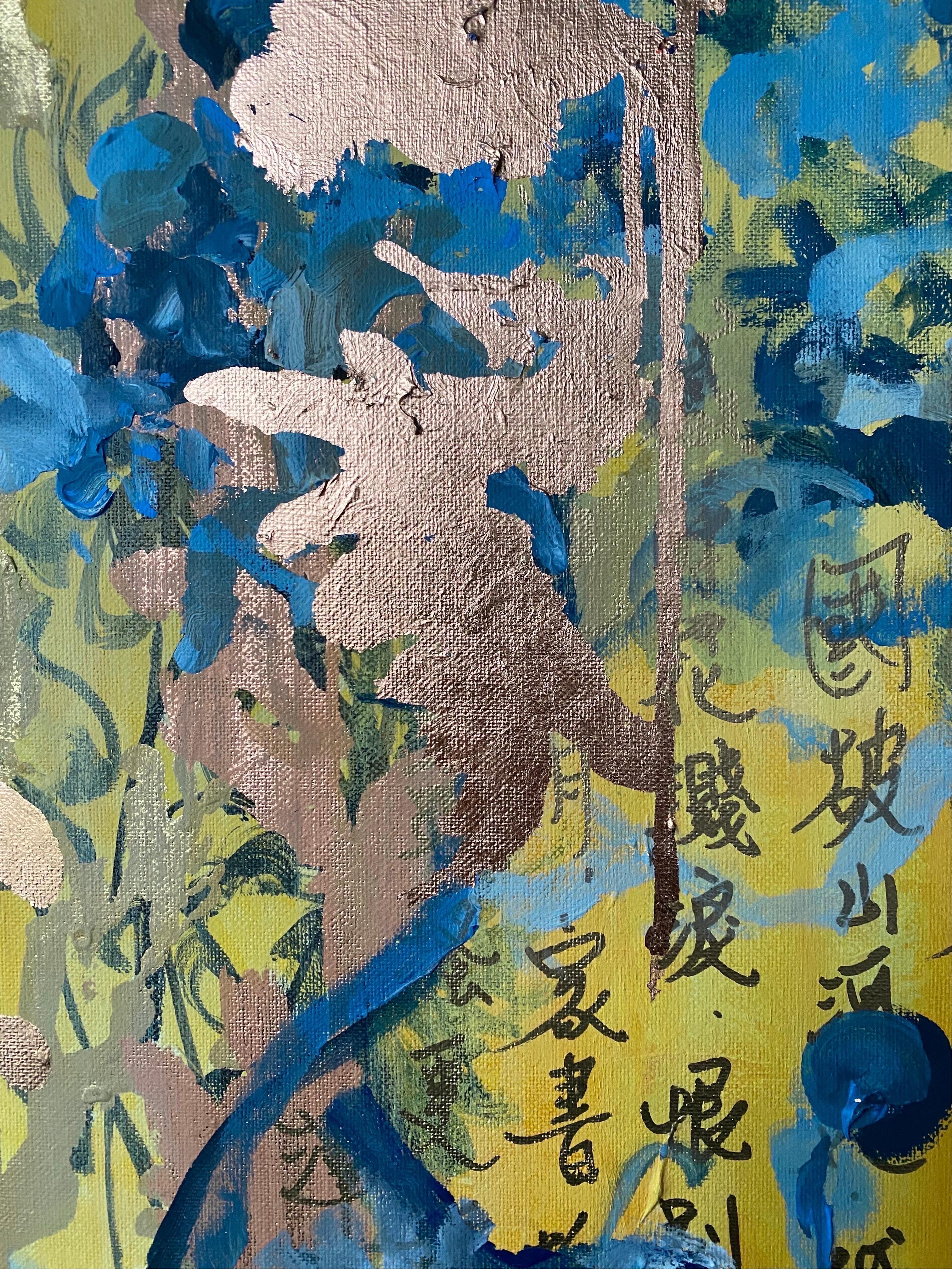 Originale-Preghiera al sole-Primavera in autunno-espressione-foglia d'oro-Artista premiato nel Regno Unito 3