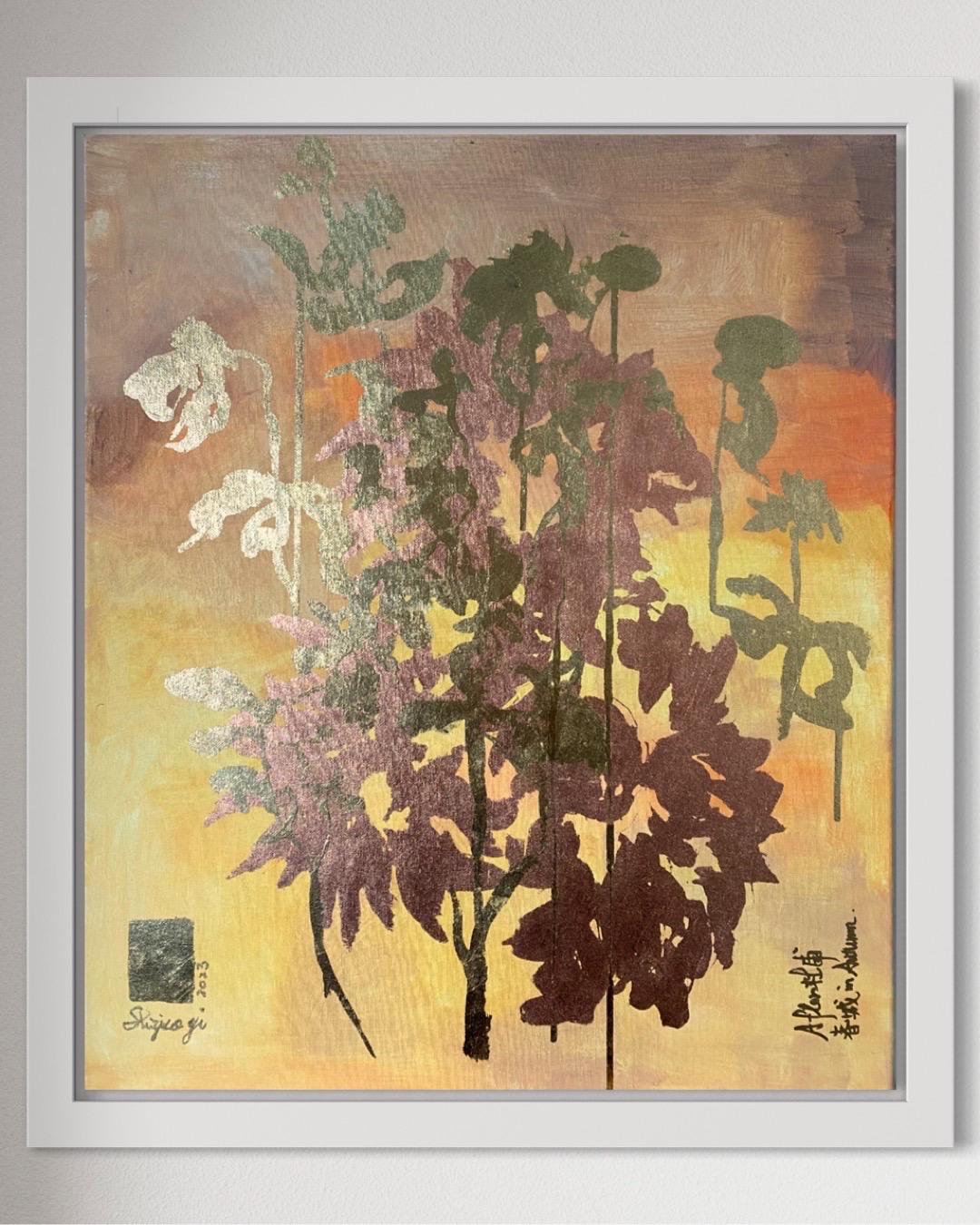 Original-Sunlit-Spring in Autumn Abstract-Expression-Gold Leaf-UK Awarded Artist For Sale 4
