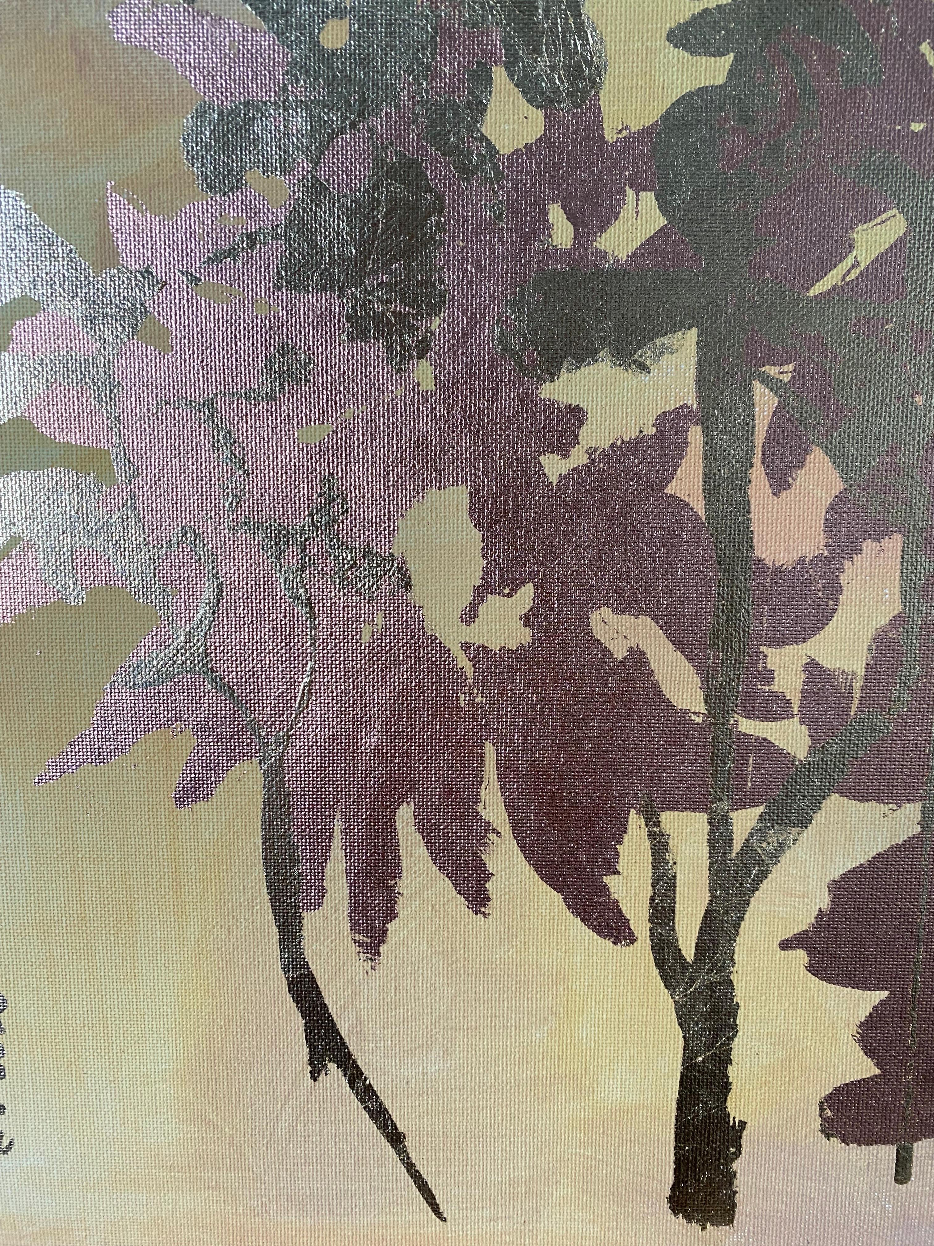 Original-Sunlit-Spring in Autumn Abstract-Expression-Gold Leaf-UK Awarded Artist For Sale 3