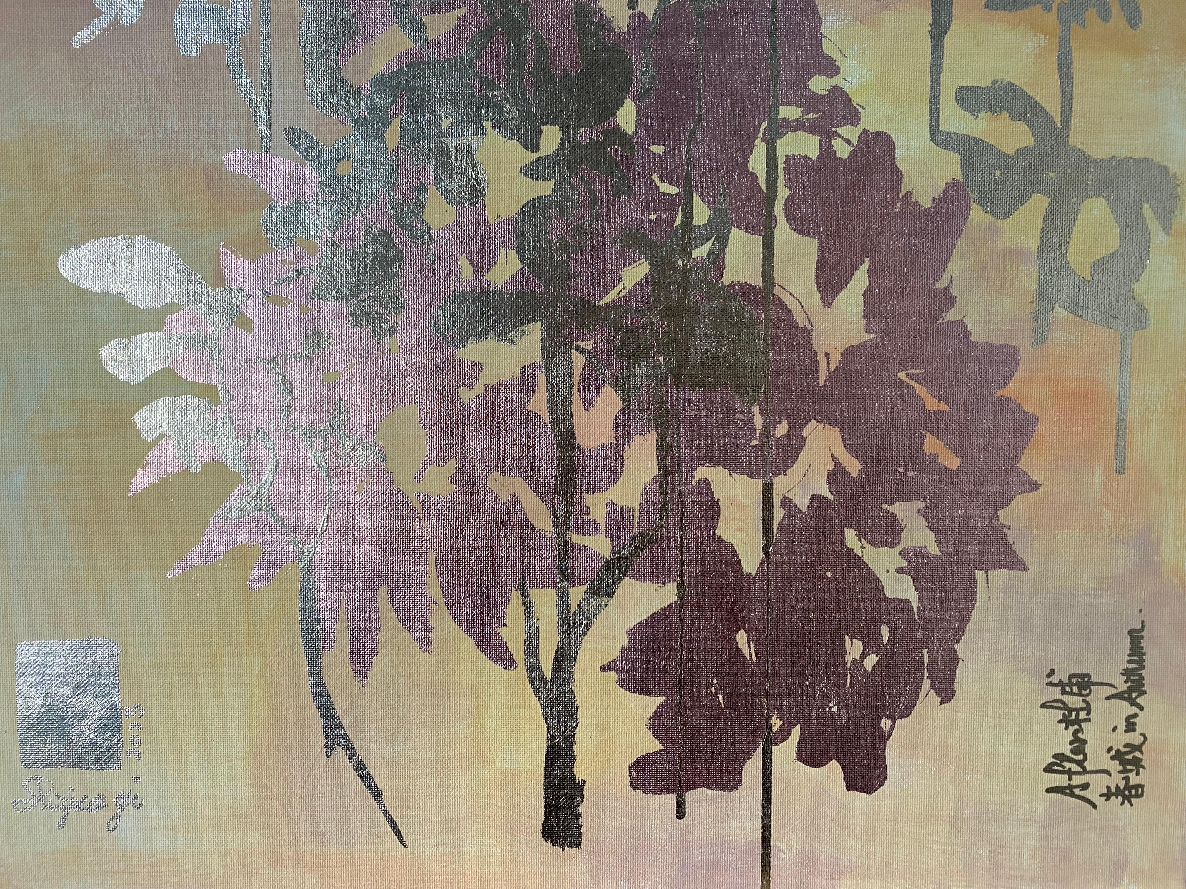 Original-Sunlit-Spring in Autumn Abstract-Expression-Gold Leaf-UK Awarded Artist For Sale 10