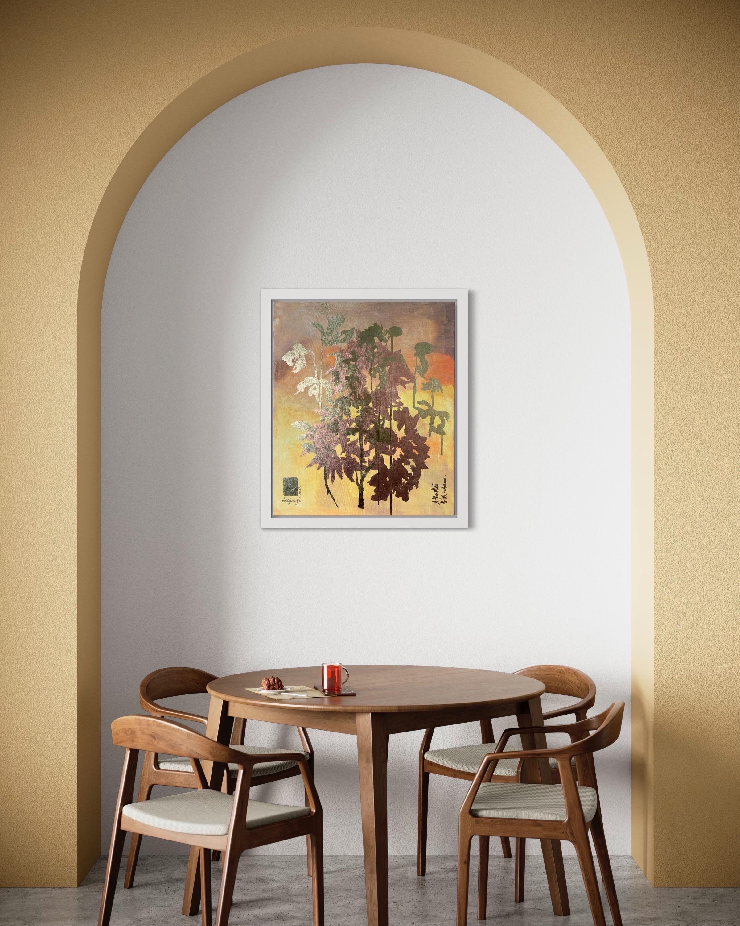 Original-Sunlit-Spring in Autumn Abstract-Expression-Gold Leaf-UK Awarded Artist For Sale 11