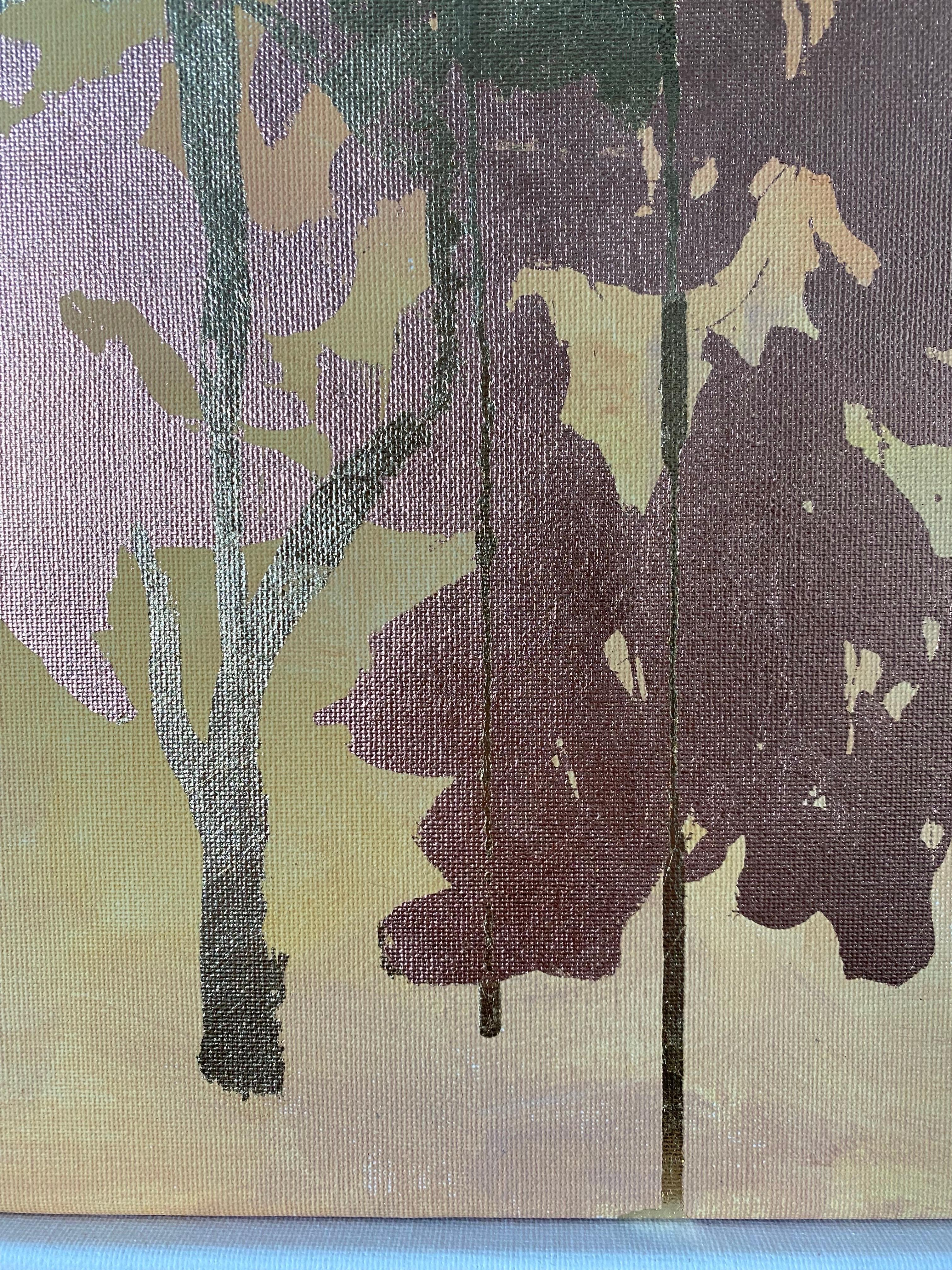 Original-Sunlit-Spring in Autumn Abstract-Expression-Gold Leaf-UK Awarded Artist For Sale 7