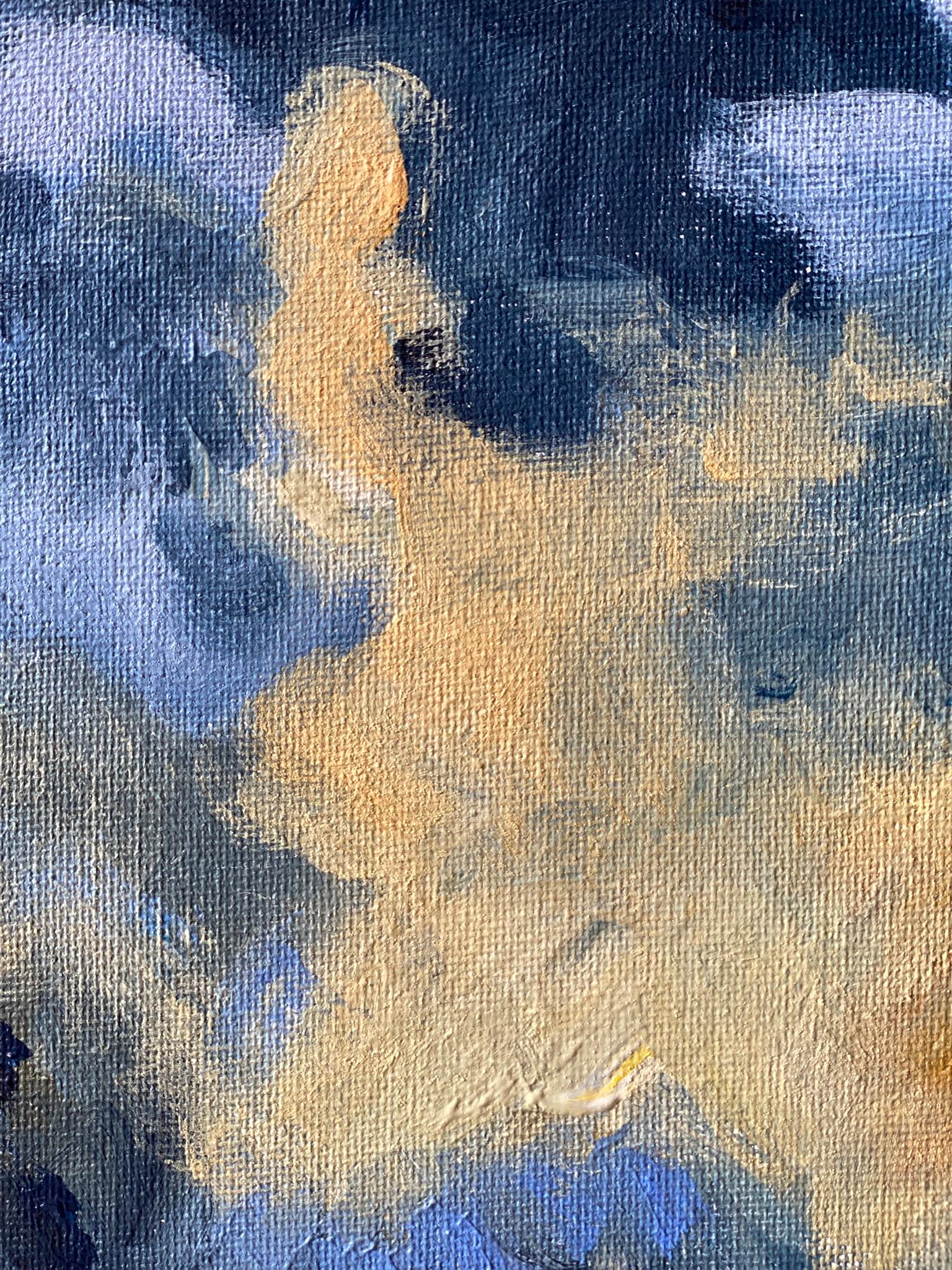 Original-Sunset Song Blue -British Awarded Artist-en plein air-Oil canvas im Angebot 9