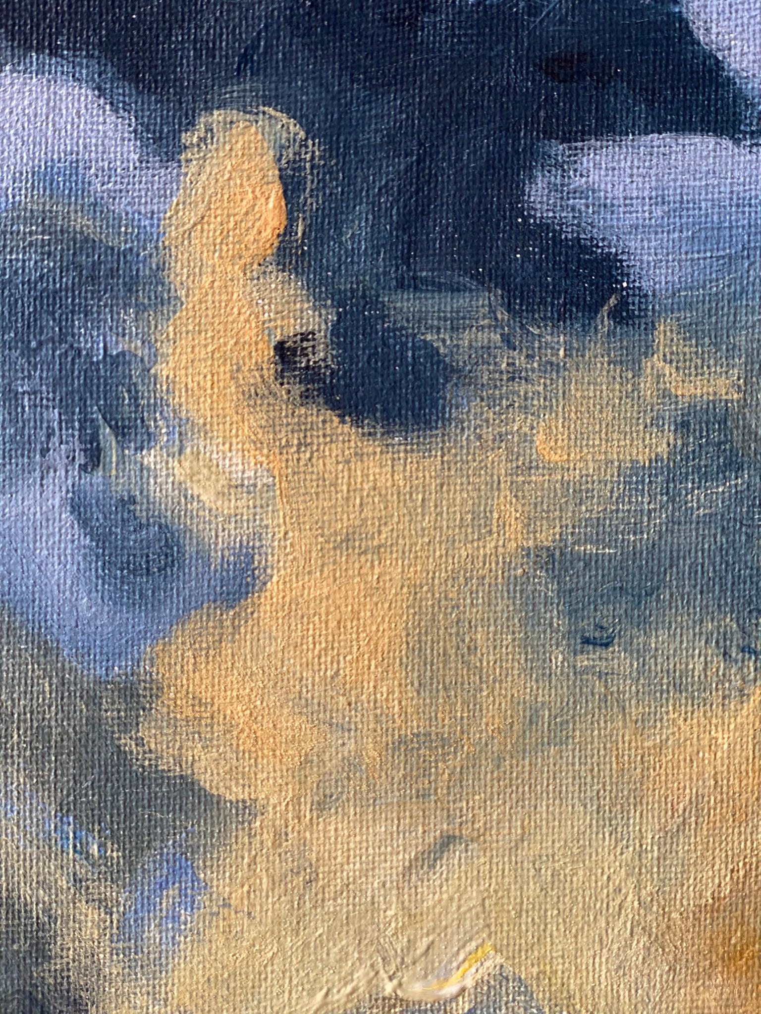 Original-Sunset Song Blue -British Awarded Artist-en plein air-Oil canvas im Angebot 2