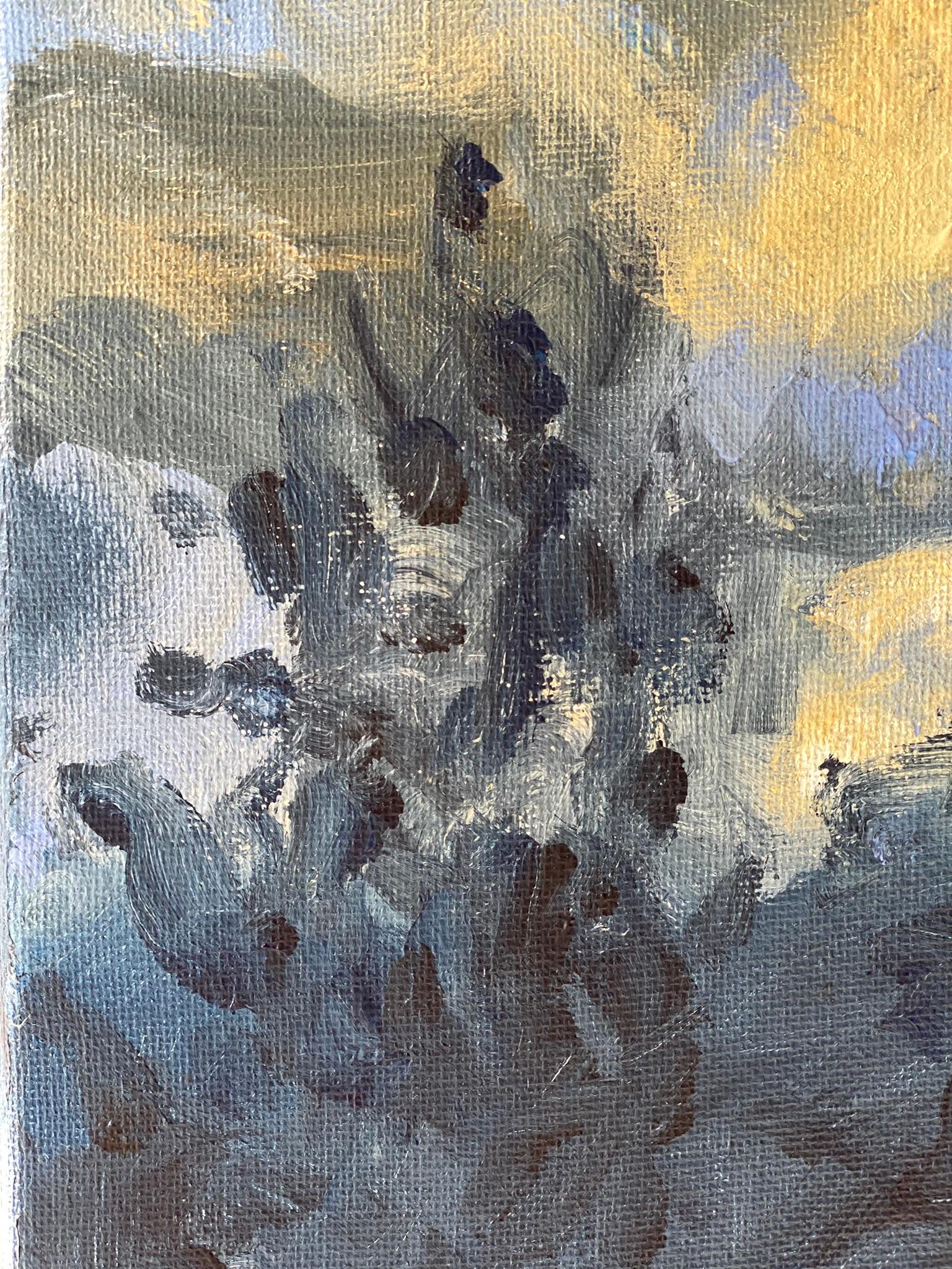 Original-Sunset Song Blue -British Awarded Artist-en plein air-Oil canvas im Angebot 3