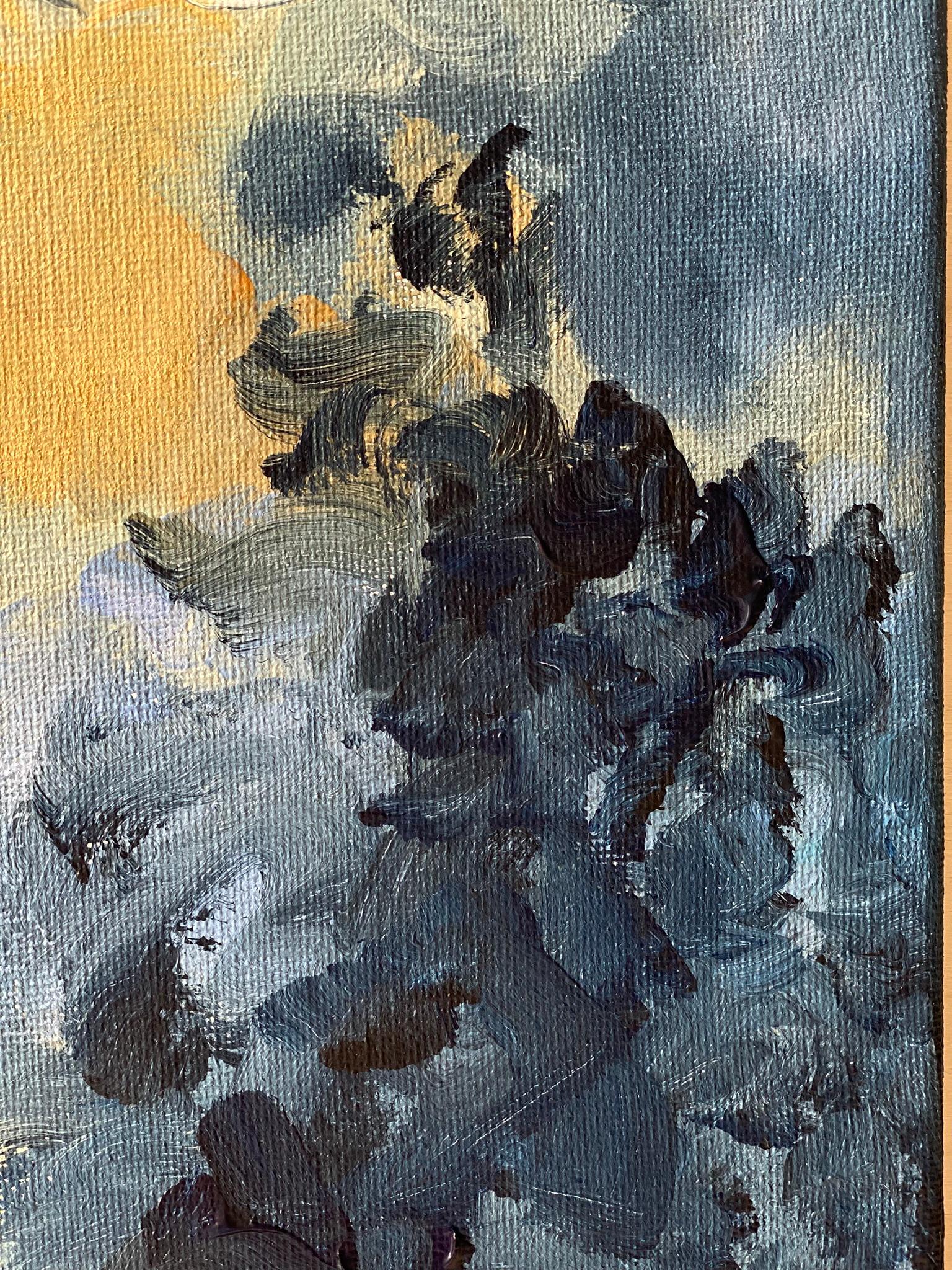 Original-Sunset Song Blue -British Awarded Artist-en plein air-Oil canvas im Angebot 4
