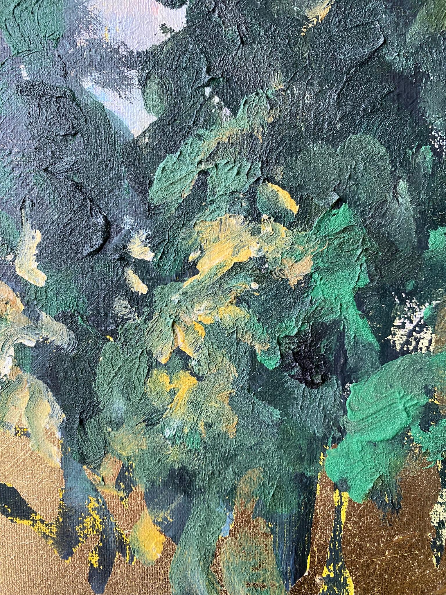 Originale-Sunset Song-Artista britannico premiato-Foglia d'oro-en plein air-Tela ad olio in vendita 5