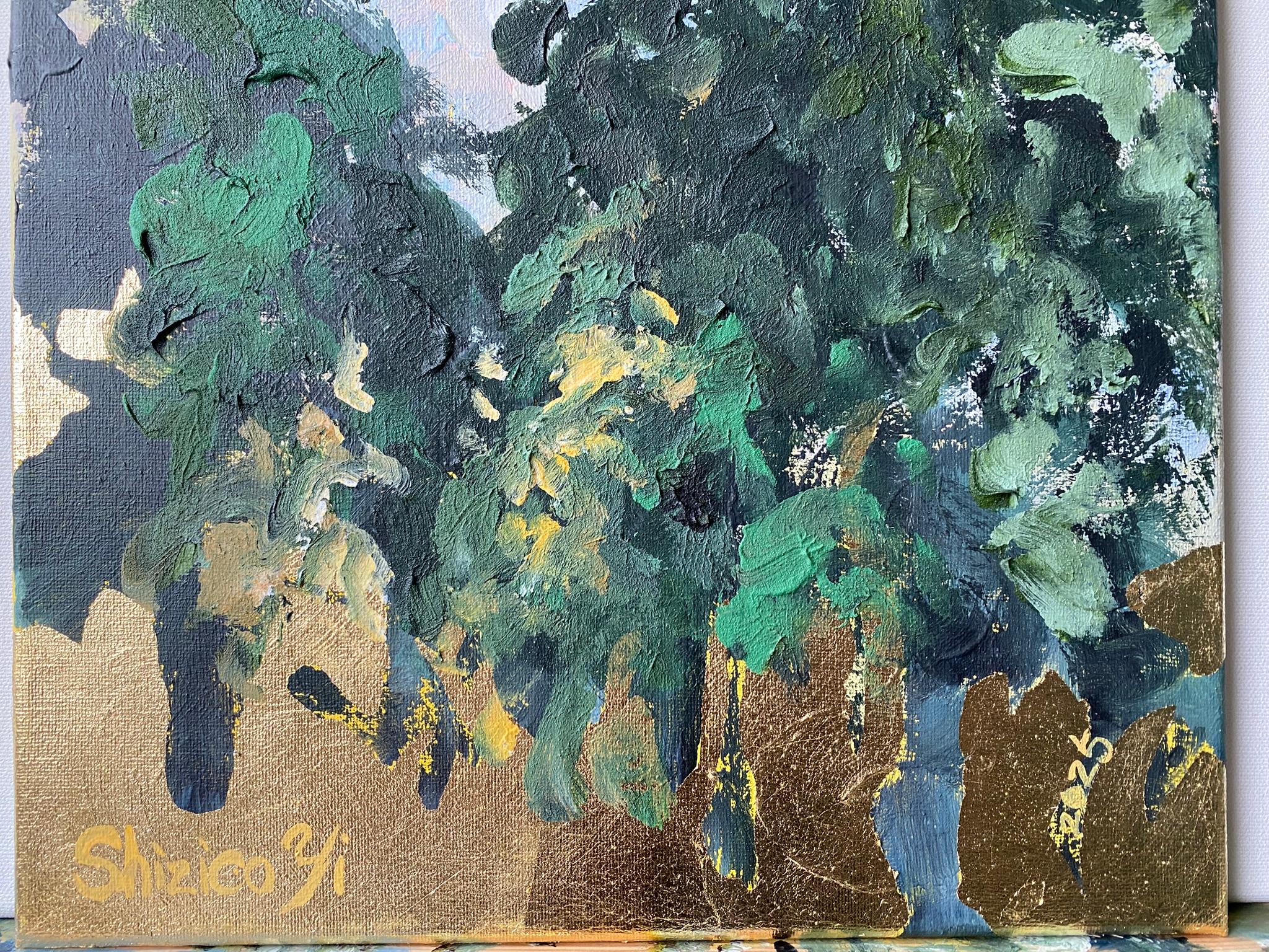 Originale-Sunset Song-Artista britannico premiato-Foglia d'oro-en plein air-Tela ad olio in vendita 13
