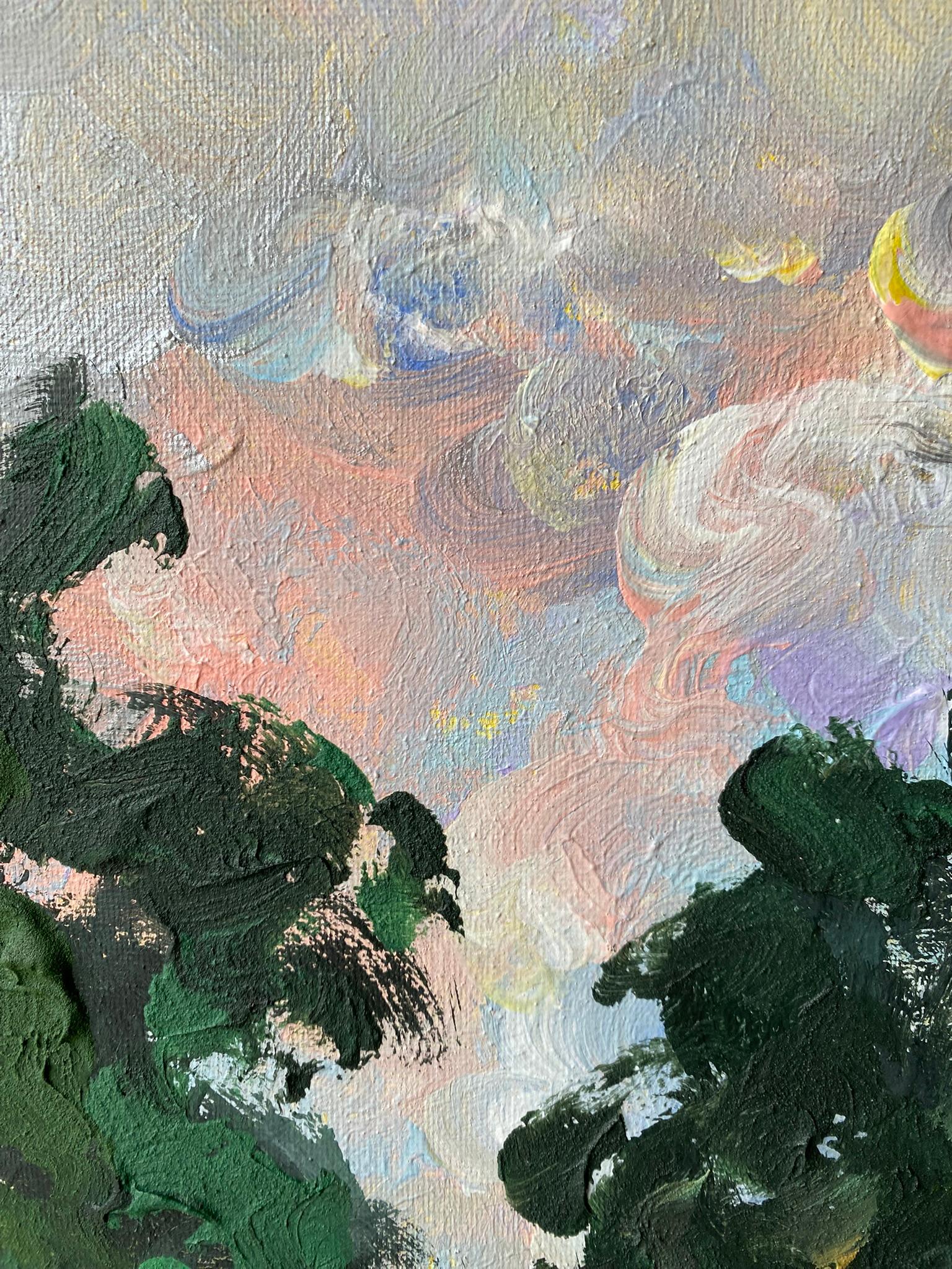 Originale-Sunset Song-Artista britannico premiato-Foglia d'oro-en plein air-Tela ad olio - Painting Espressionismo astratto di Shizico Yi