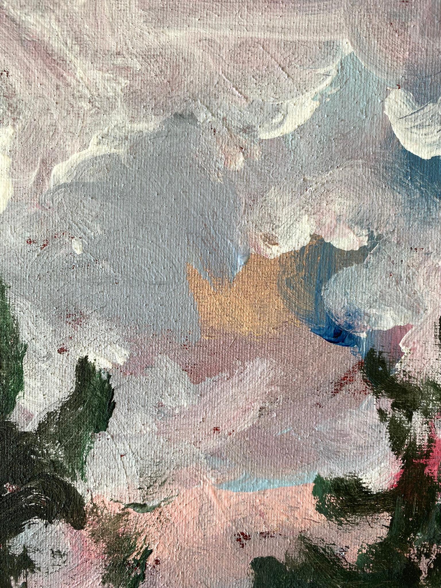 Original-Sunset Song-British Awarded Artist-Impressionism-Plein Air evening oil For Sale 6