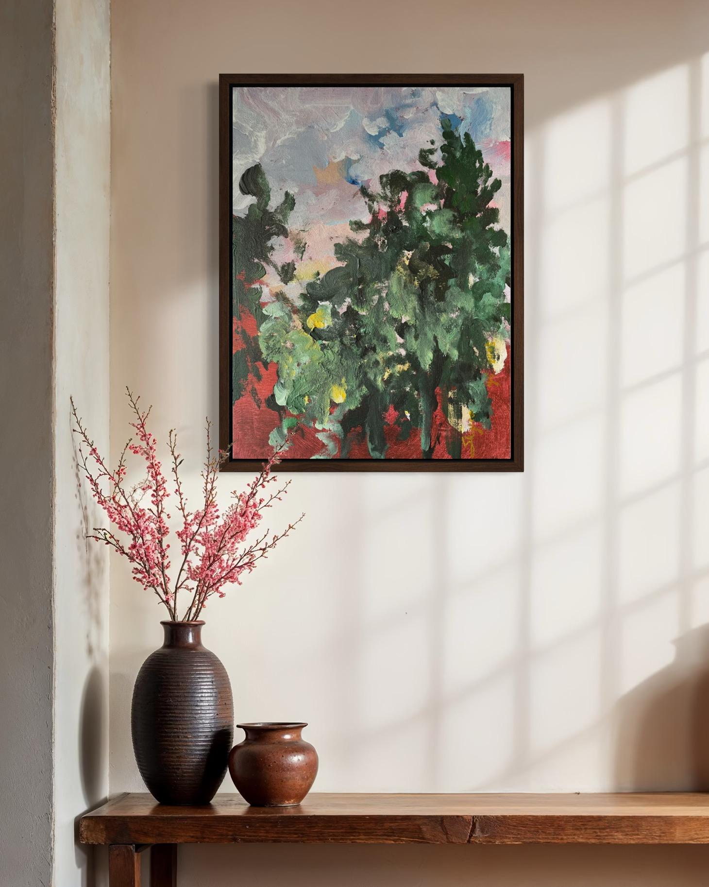 Original-Sunset Song-British Awarded Artist-Impressionism-Plein Air Abend-Ölgemälde, Original – Painting von Shizico Yi