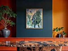 Originale-Canzone del tramonto-en plein air Olio-Artista britannico premiato-Albero di tiglio contro il tramonto