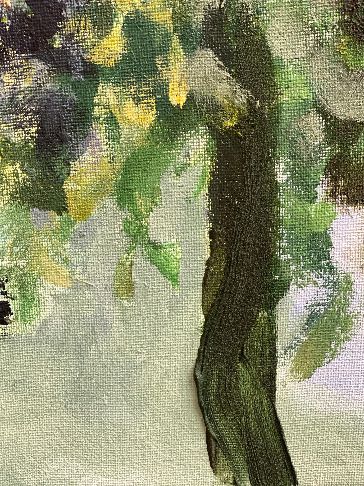 Original-Sunset Song-en plein air Oil-British Awarded Artist-Lime Tree vs sunset For Sale 4