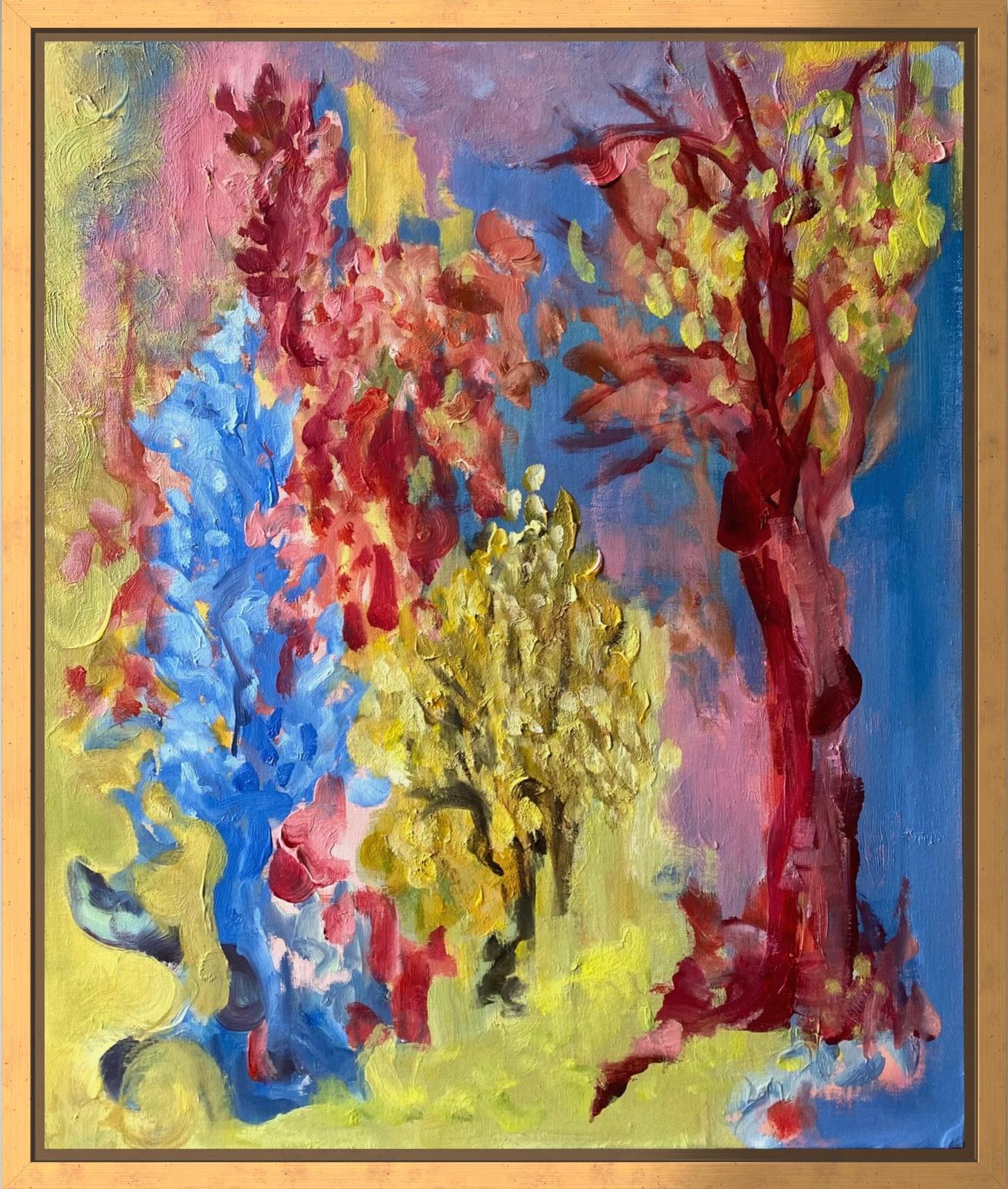 Shizico Yi Landscape Painting - Original–Sunset Song Series: Red, Yellow, Blue-British AwardedArtist-NewAbstract