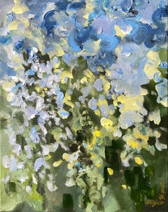 Original-Sunset Song with Blue and Green-British Awarded Artist-en plein air-Oil