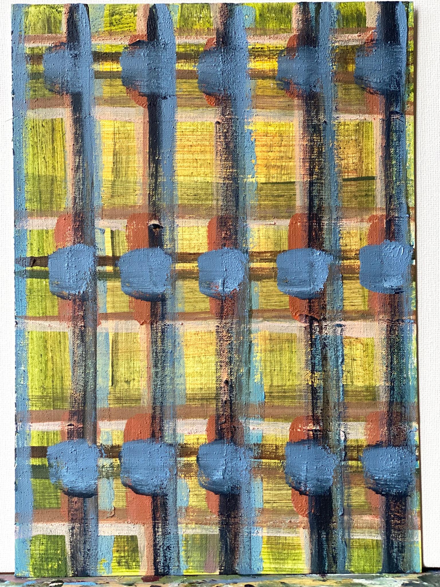 Original The Weaver Diptych-Tartan inspired-British Awarded Artist-huile sur papier - Contemporain Painting par Shizico Yi