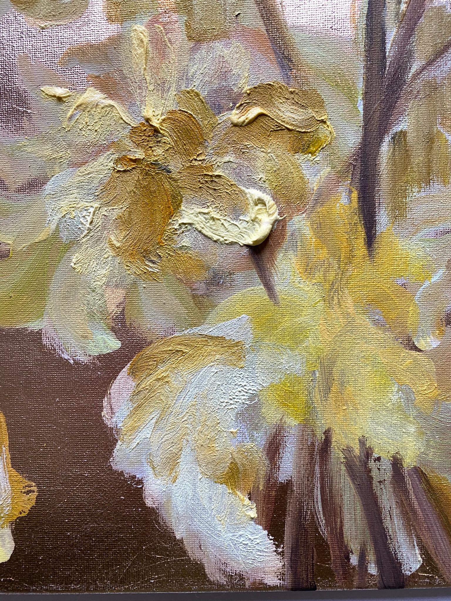 Original-To make a Garden-British Awarded Artist-oil and gold leaf on canvas For Sale 9
