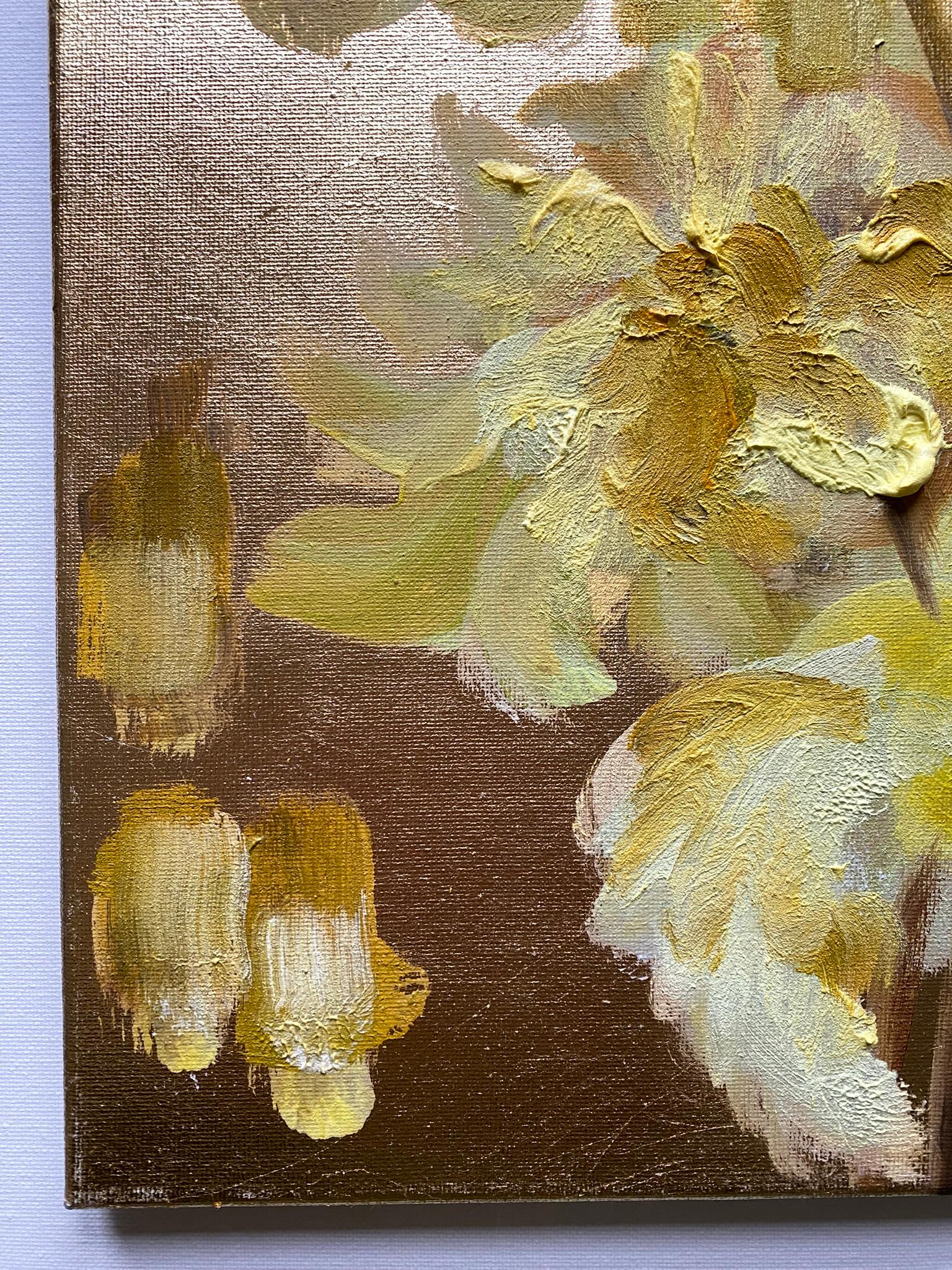 Original-To make a Garden-British Awarded Artist-oil and gold leaf on canvas For Sale 10