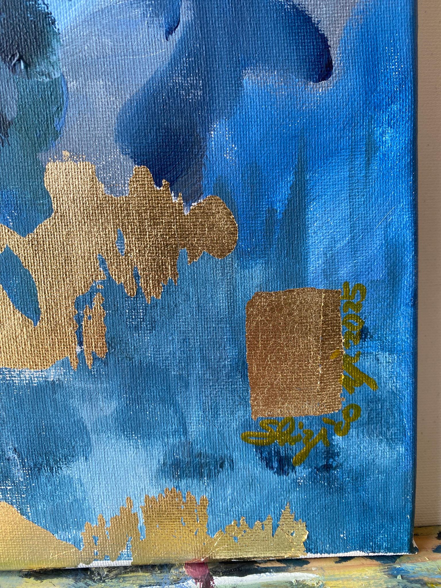 Trittico originale-Scuola britannica-Artista premiato britannico-foglia d'oro-impressione in vendita 2