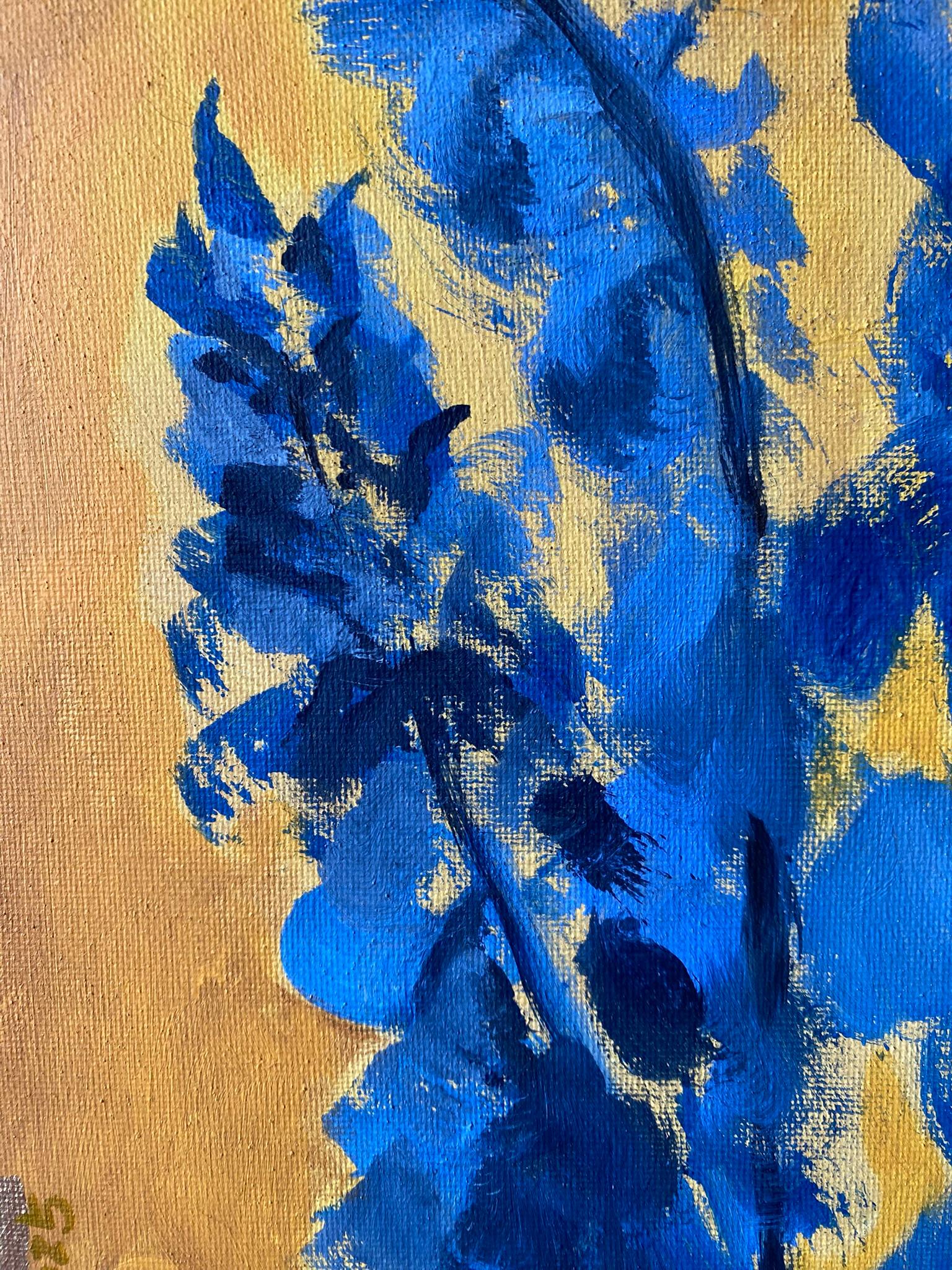 Trittico originale-Foxgloves-Artista britannico premiato-Impressione-Impasto-Foglia d'oro in vendita 9