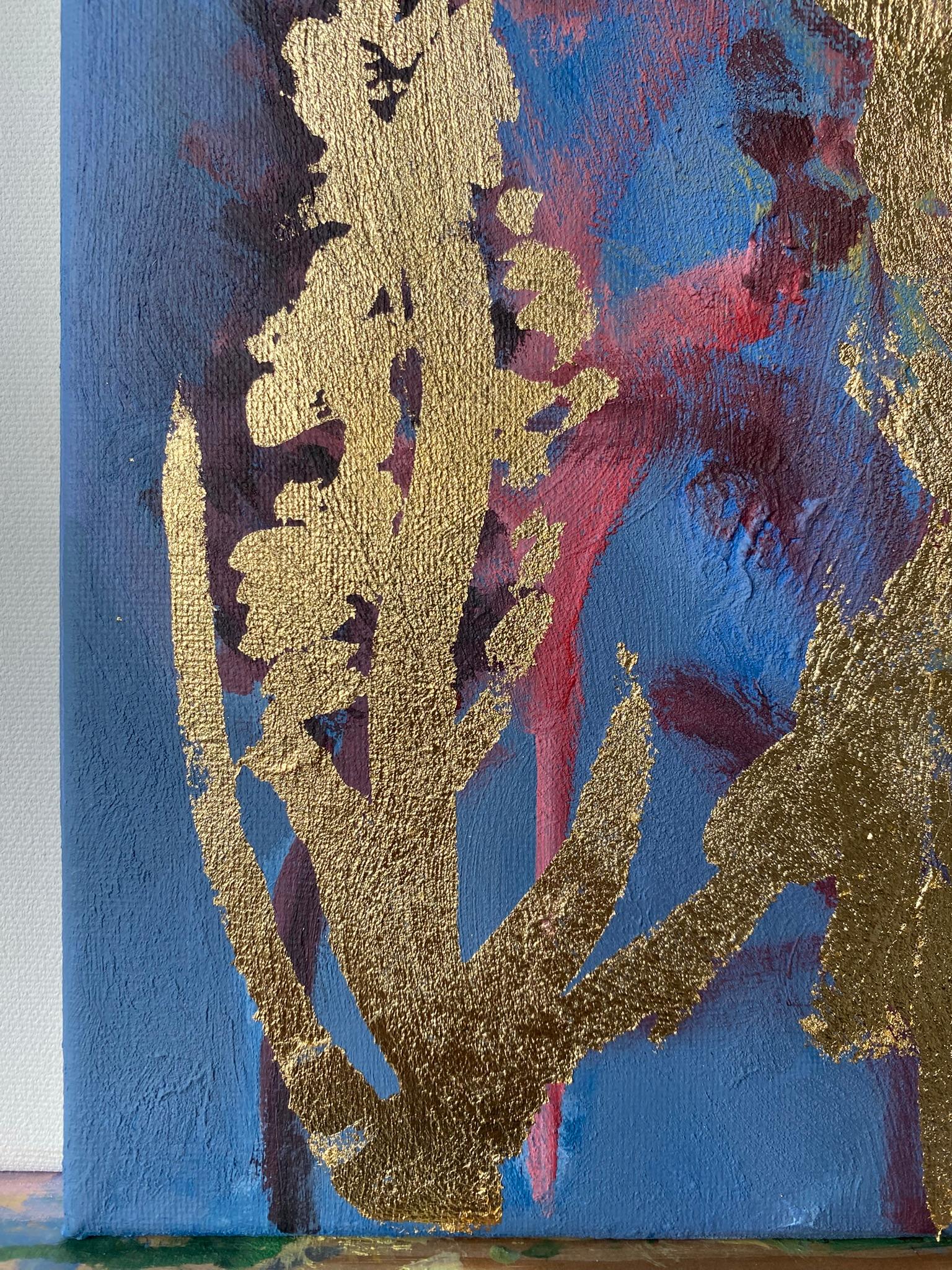 Trittico originale-Foxgloves-Artista britannico premiato-Impressione-Impasto-Foglia d'oro in vendita 15
