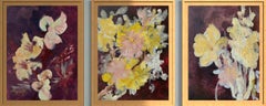 Original 3 Sisters-Triptyque-Artiste britannique primé-Gladiolus-Dahlias-Elderberry
