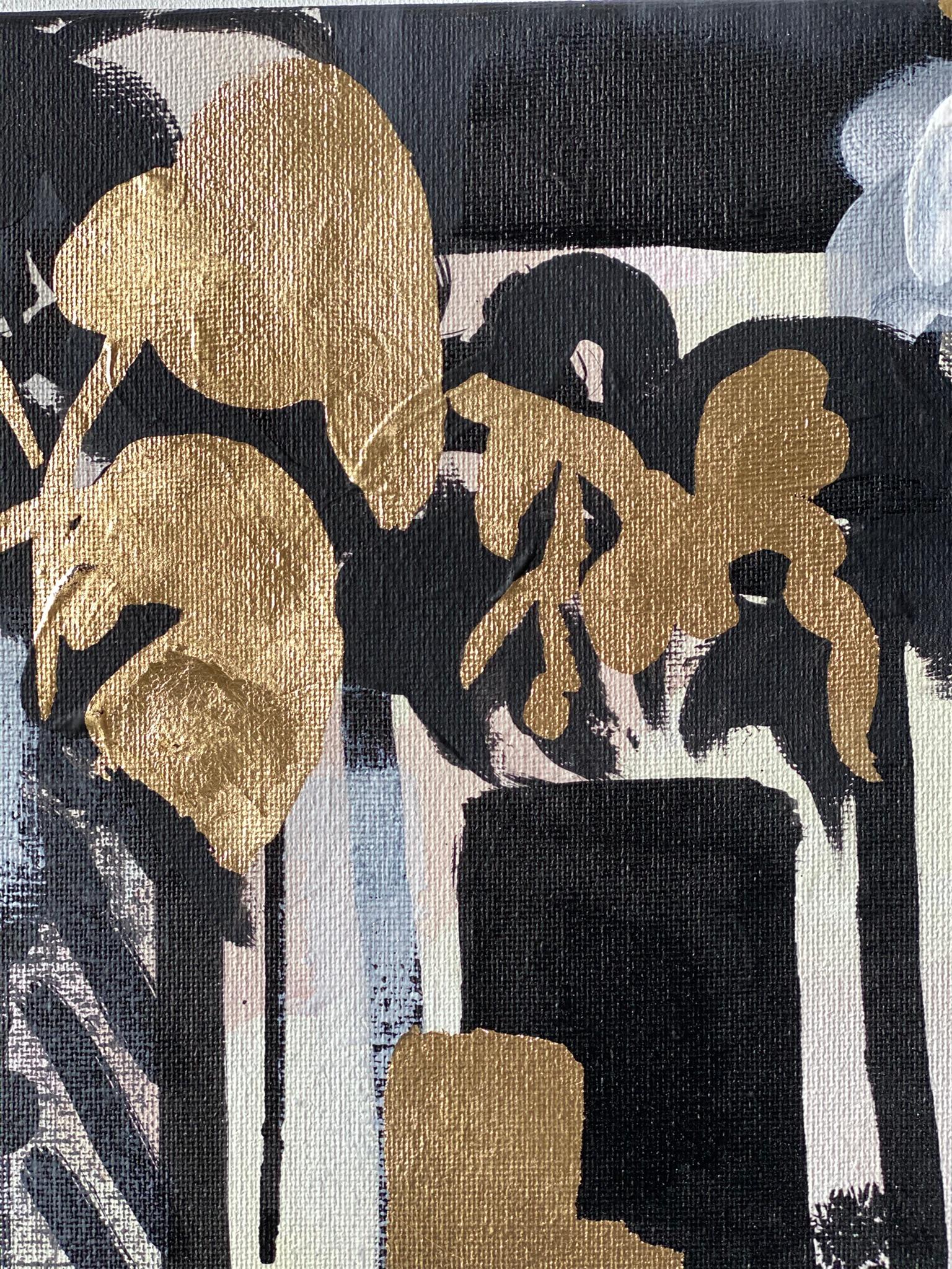 Original Triptych-British Awarded Artist-Drawing Time-GoldLeaf+Sumi Ink onCanvas For Sale 12