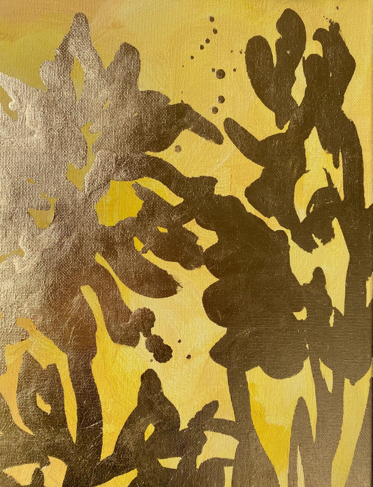 Trittico originale Memorie del paesaggio-Artista britannico premiato-Foglia d'oro e olio in vendita 10