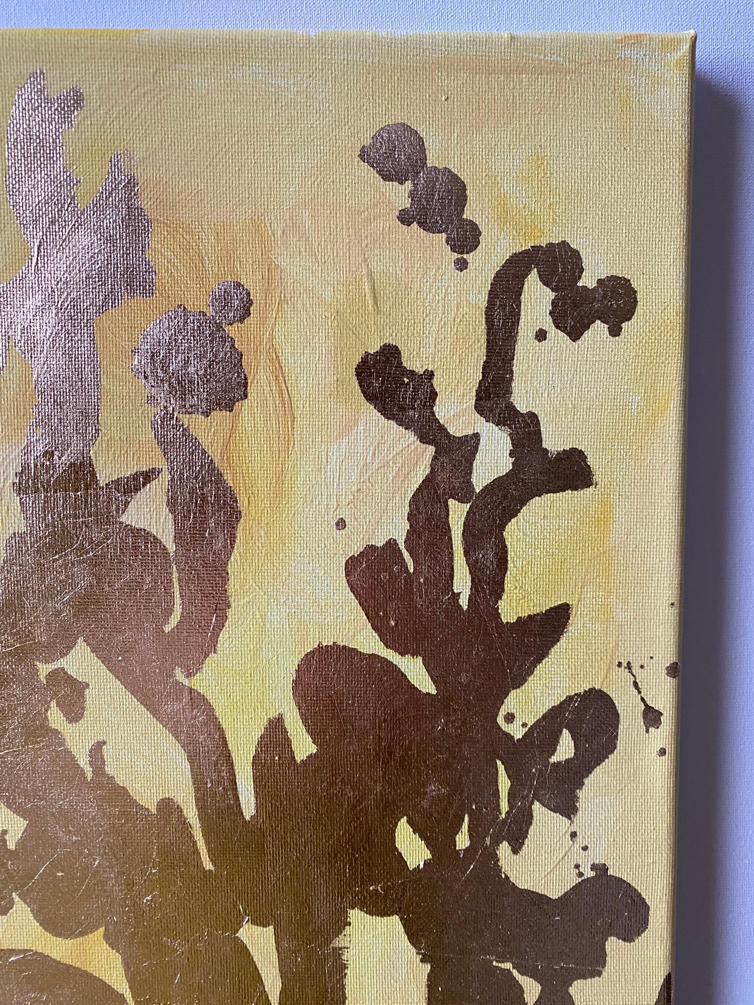 Trittico originale Memorie del paesaggio-Artista britannico premiato-Foglia d'oro e olio in vendita 11