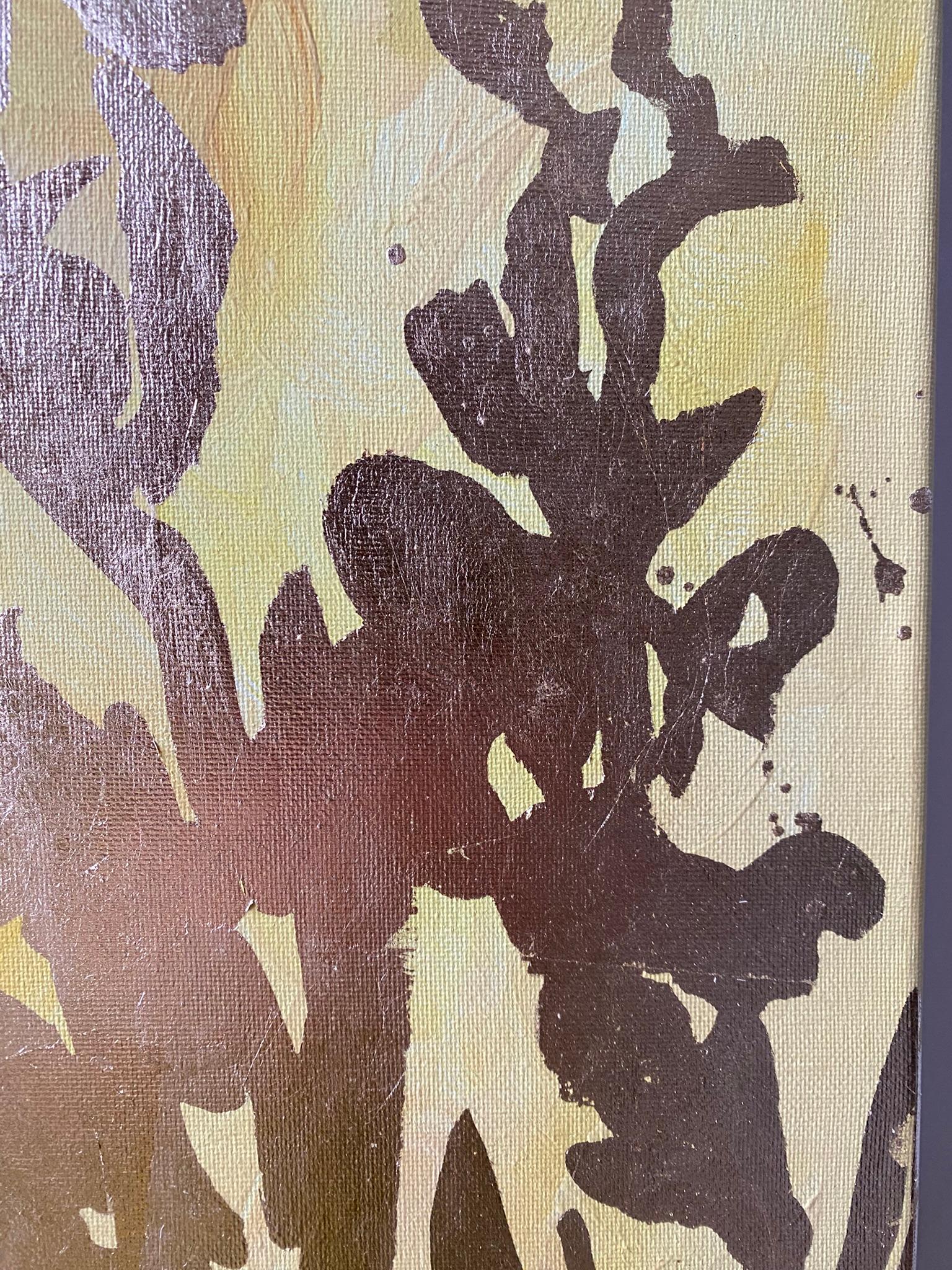 Trittico originale Memorie del paesaggio-Artista britannico premiato-Foglia d'oro e olio in vendita 14