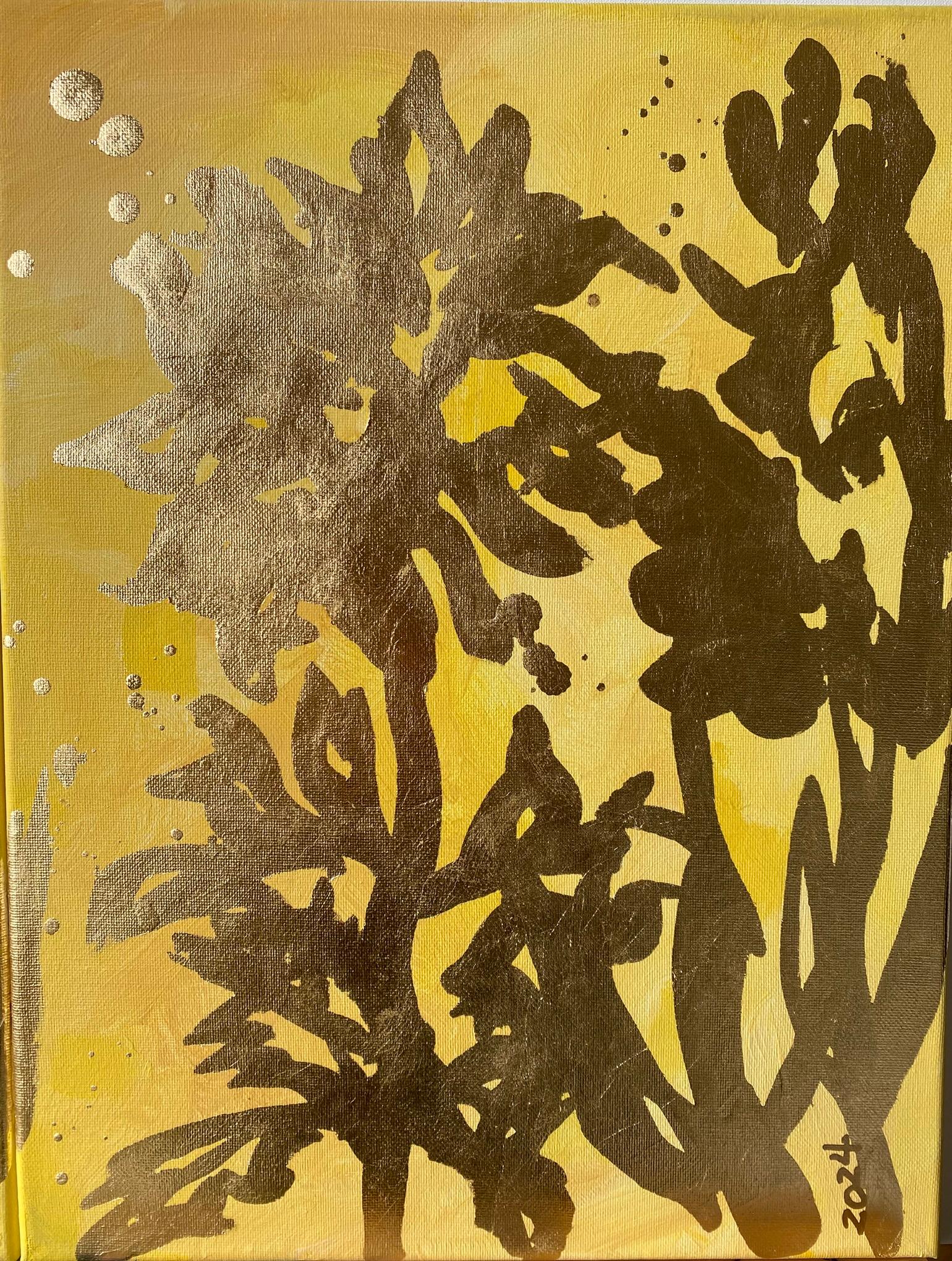 L'approccio unico di Shizico ai dipinti, che cancella, riscrive e distrugge il paesaggio sullo sfondo attraverso audaci pennellate di foglia d'oro sugli strati superiori di questa serie, lavora sul concetto di distrazione nella creazione. La serie